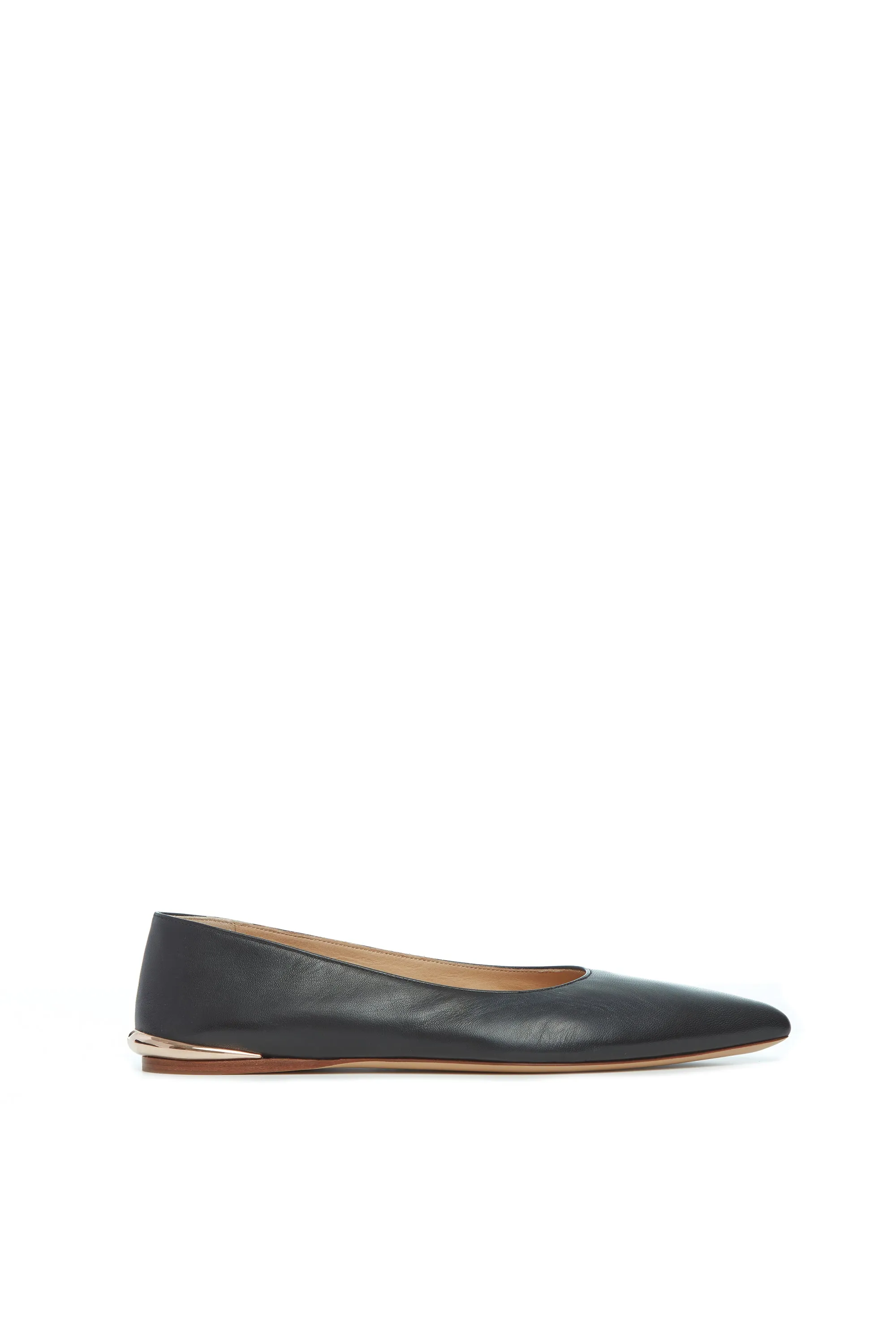 Indoor Wear All-purpose sole Fleur Ballerina Flat Shoe in Black Nappa Leather