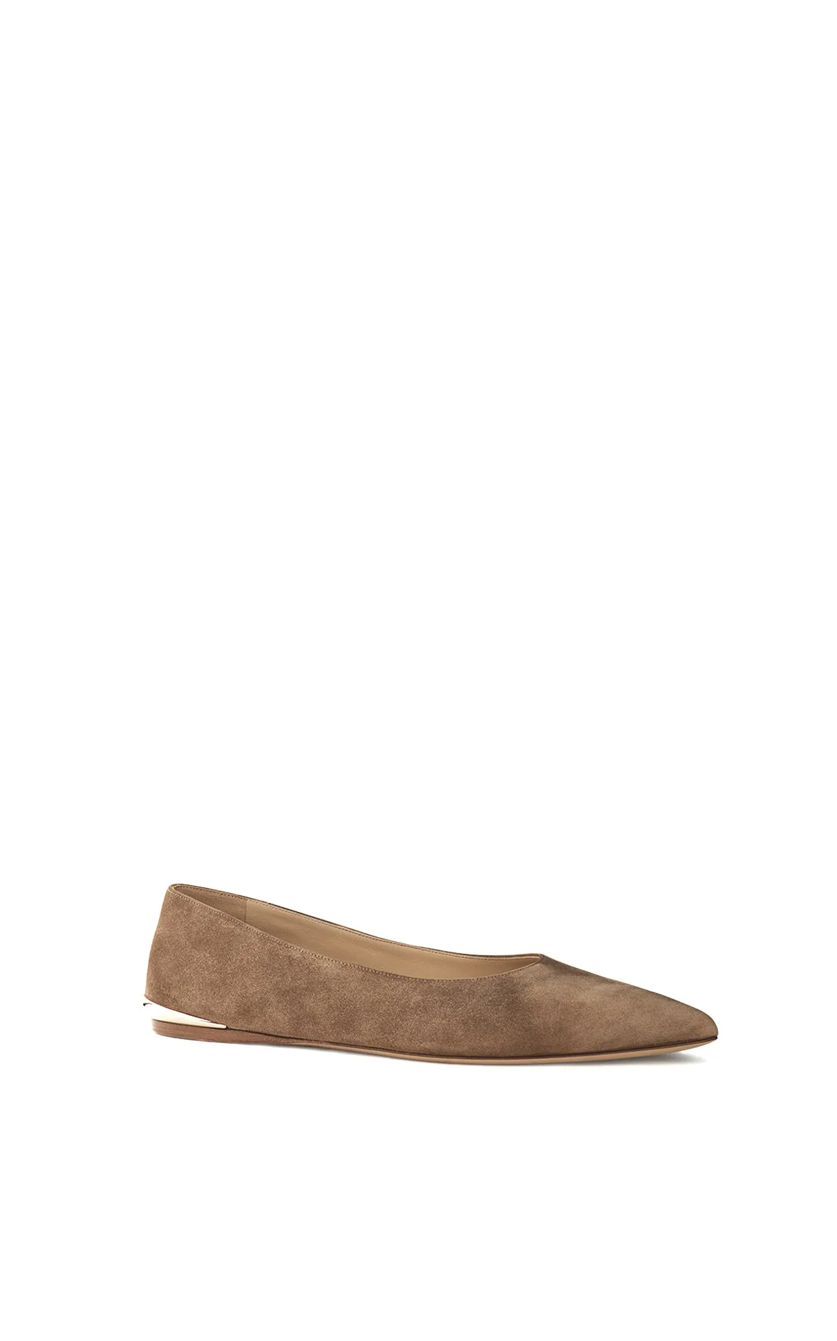 Fleur Ballerina Flat Shoe in Dark Sand Suede View Deck Relaxed Walk