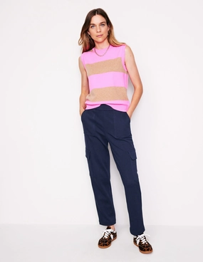 Perfectly Fit Ponte Twill Tapered Trousers-Navy