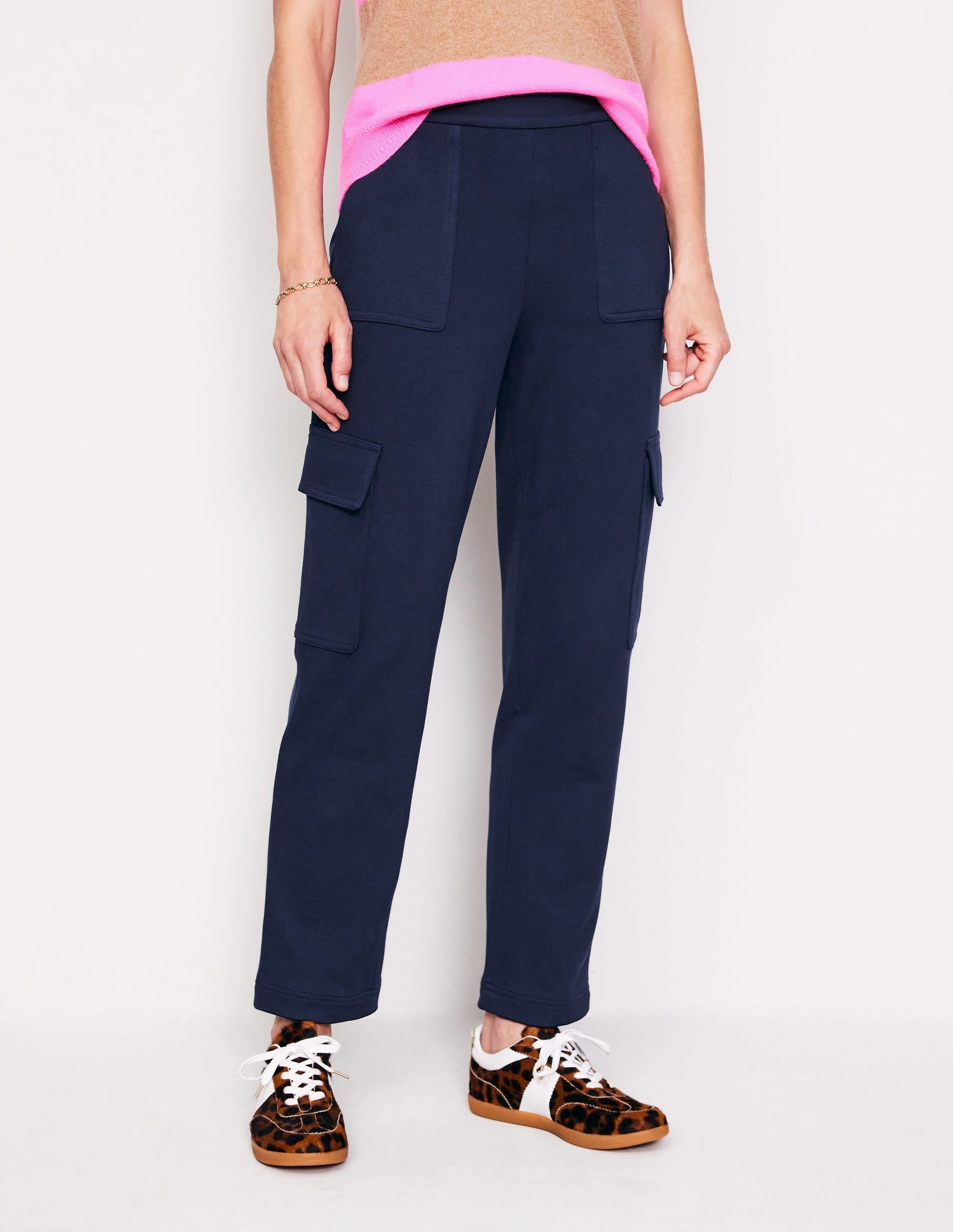 Ponte Twill Tapered Trousers-Navy All Day Wear