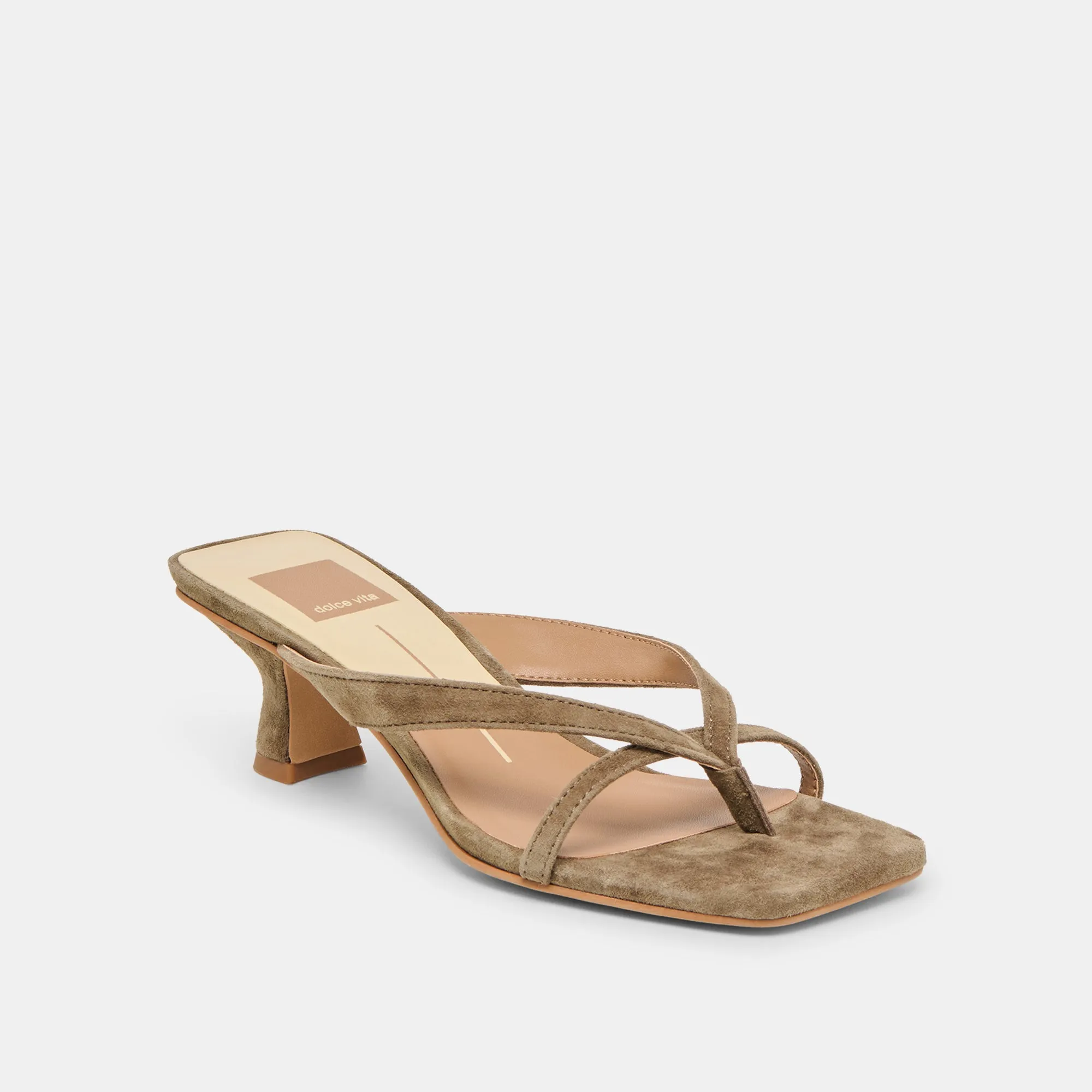 Ventilated Upper adjustable fit shoes BREVEL HEELS OLIVE SUEDE