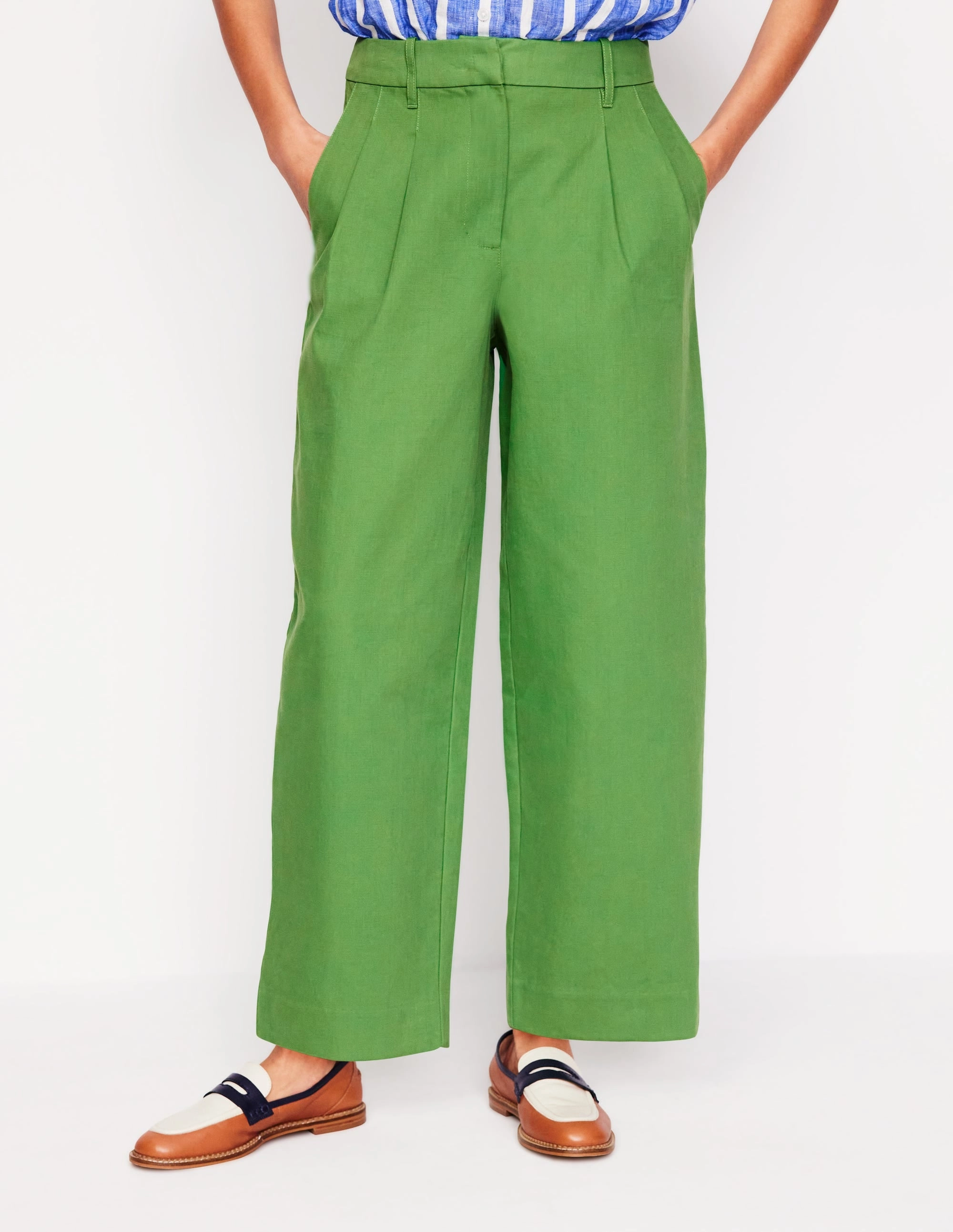 Body Shape Breathable Waistband Bloomsbury Cotton Trousers-Paradise Green