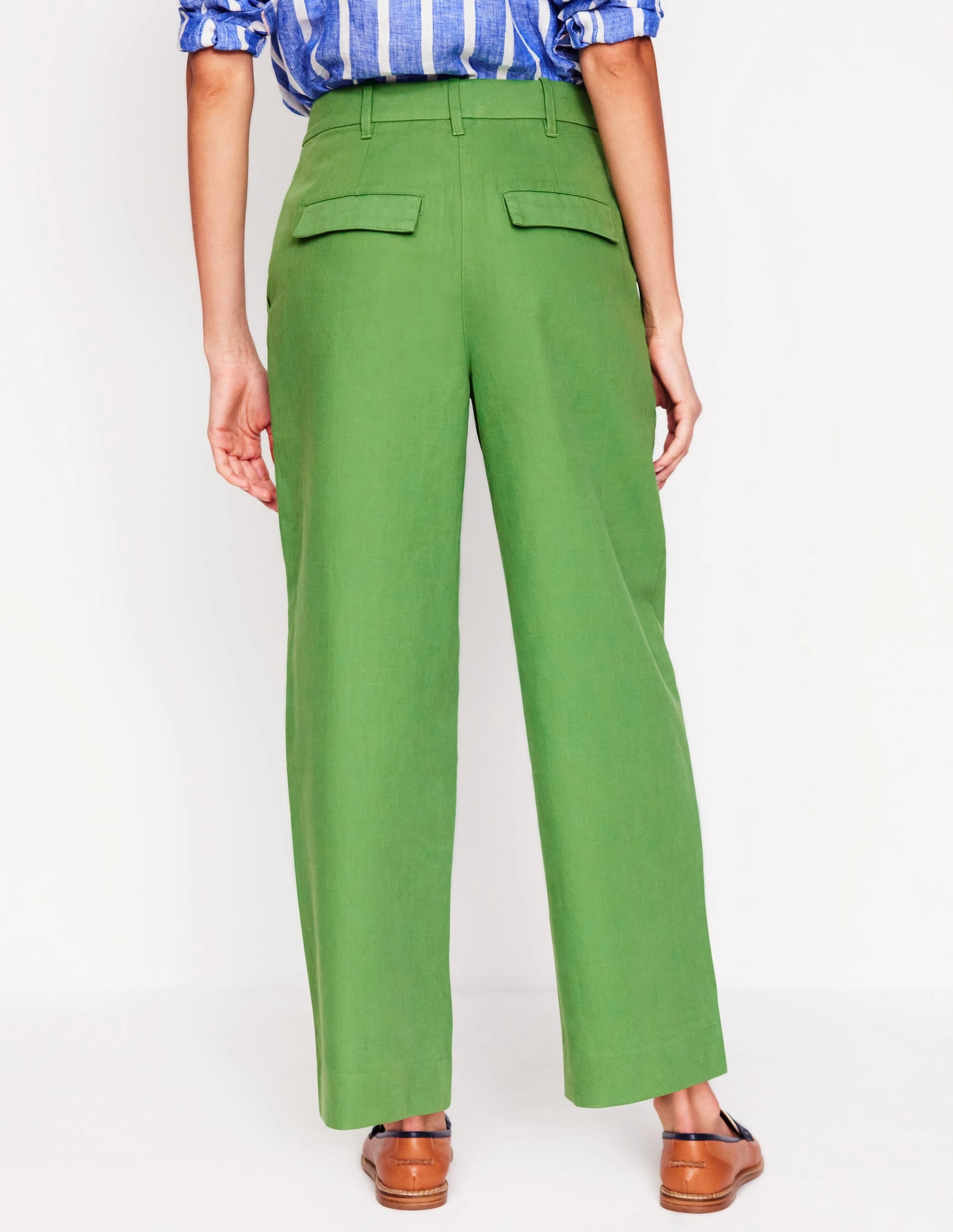 Bloomsbury Cotton Trousers-Paradise Green Basic Utility Hip Friendly Pockets