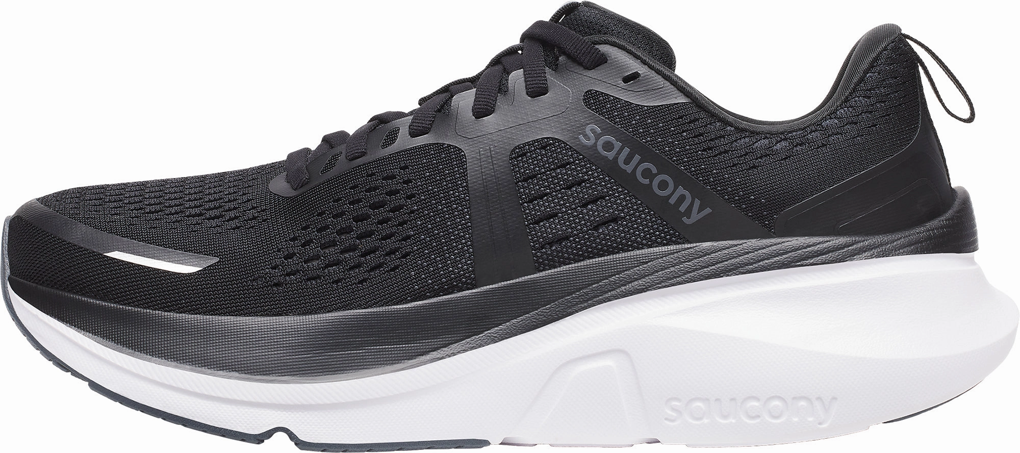 Saucony Guide 18 WIDE FIT Mens Running Shoes - Black running shoes for athletes Microfiber Overlays