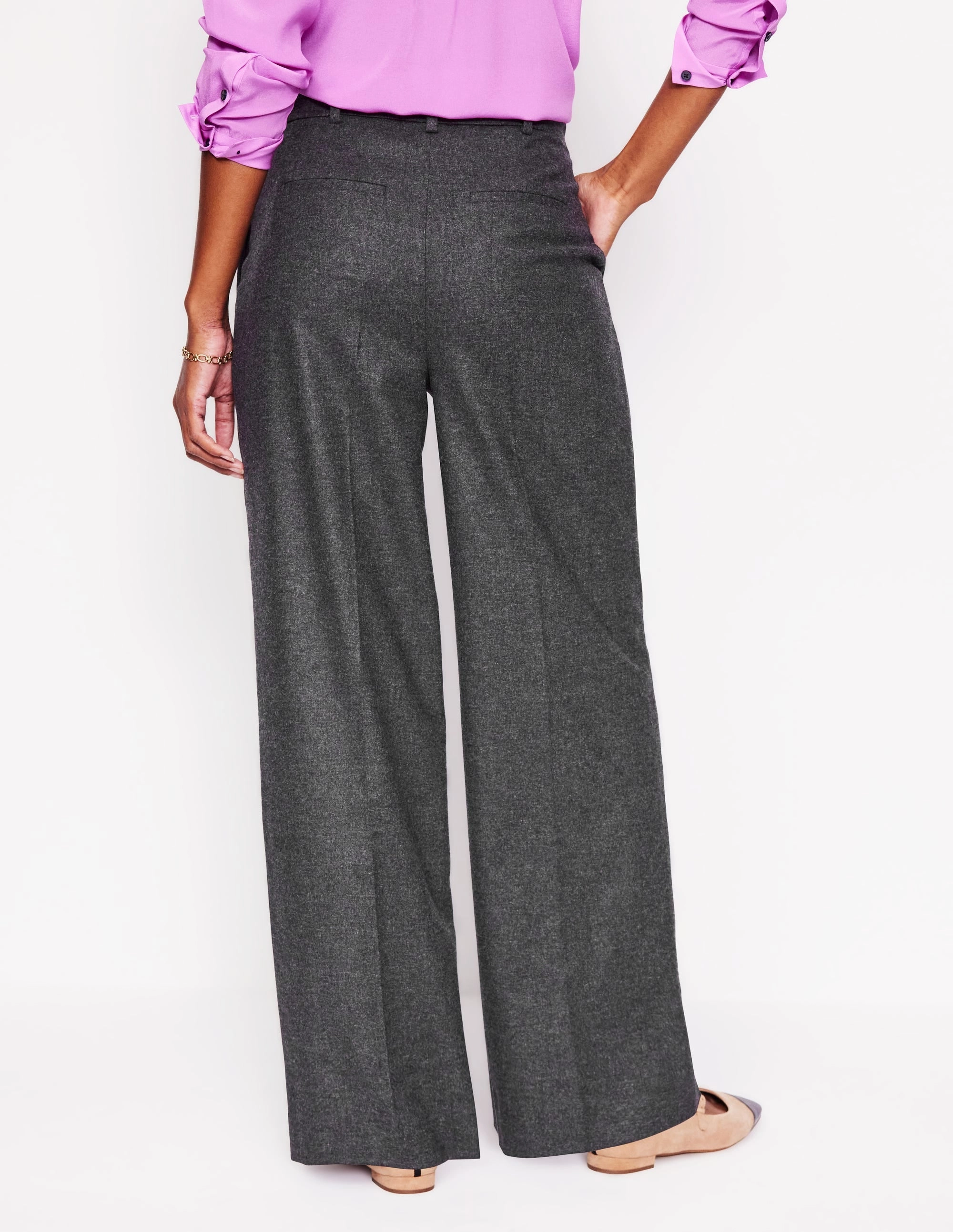 Hip Friendly Pockets Comfy All-Day Westbourne Wool-Twill Trousers-Grey