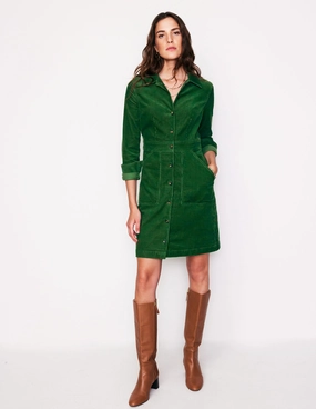 Happy Glow Flawless Waist Fit Flora Cord Shirt Dress-Eden