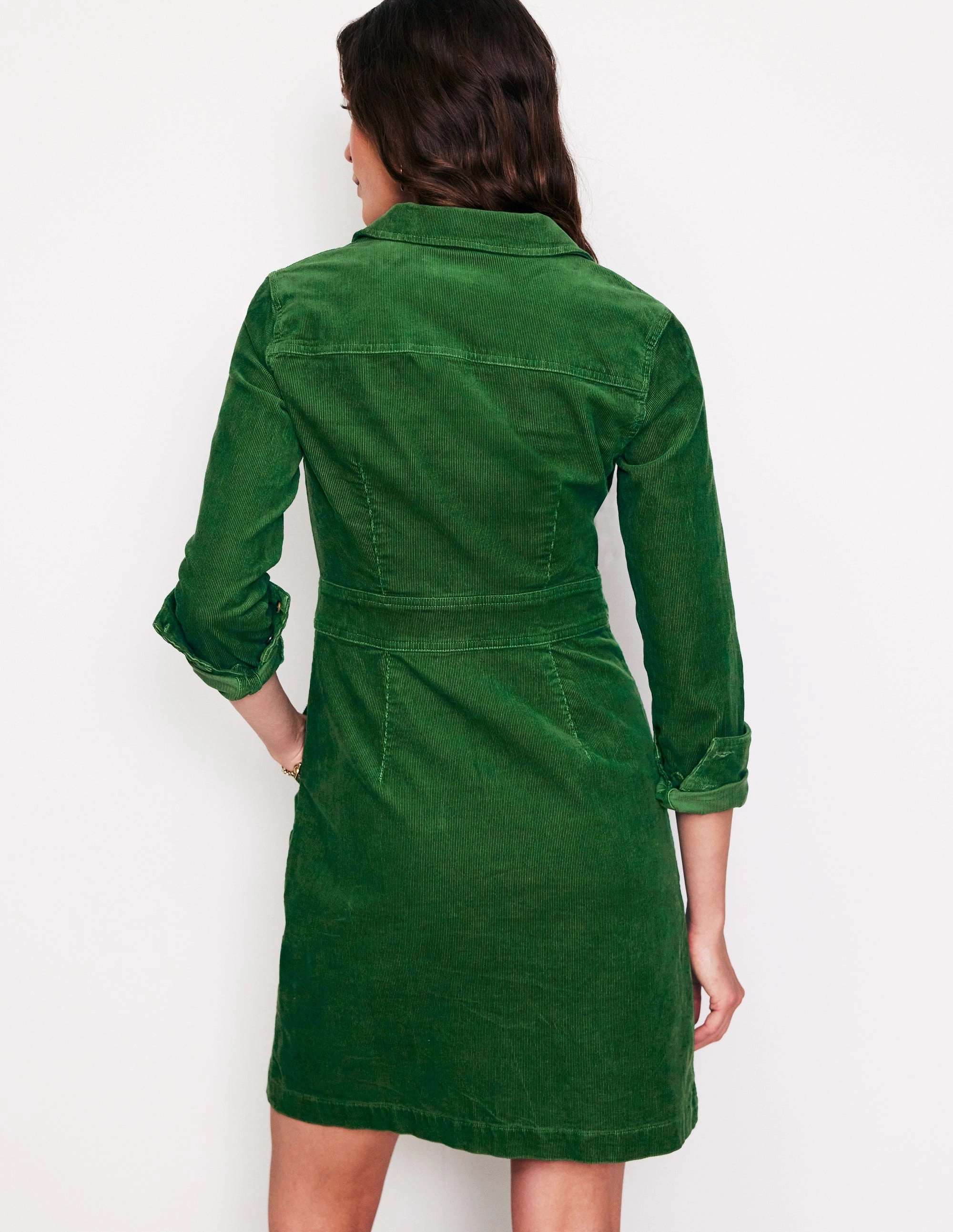 Delicate Touch Cool Texture Flora Cord Shirt Dress-Eden