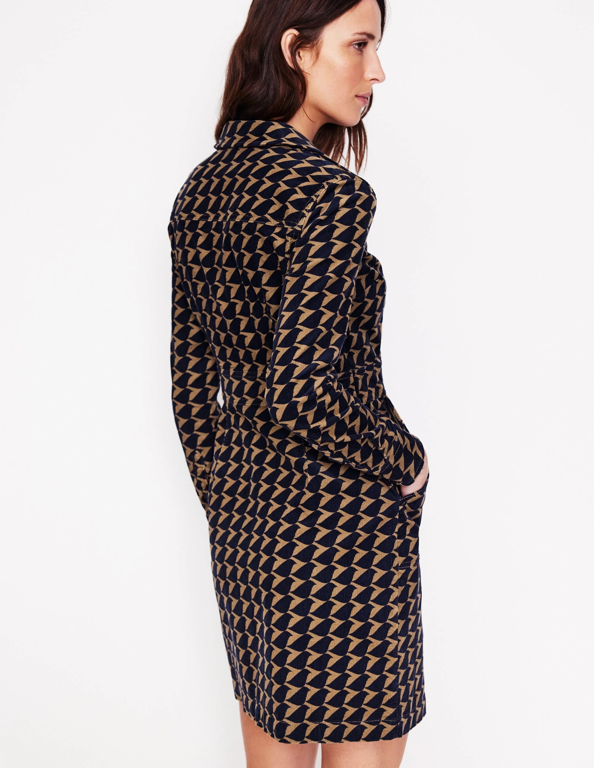 Cozy Cut Flora Cord Shirt Dress-Rubber, Birdie