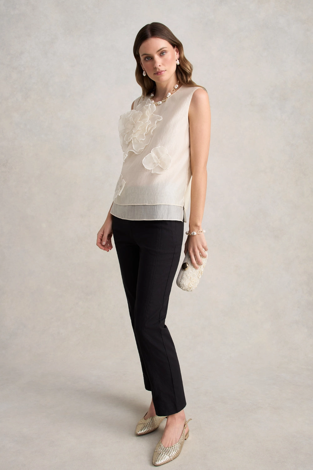 Floral Appliqu?? ?C Cream MicroPerforated Details stain resistant coating