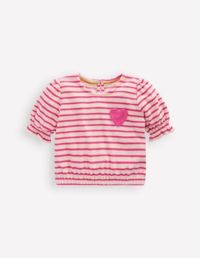 Towelling Top-Sorbet Pink/ Ivory Stripe Street Comfort