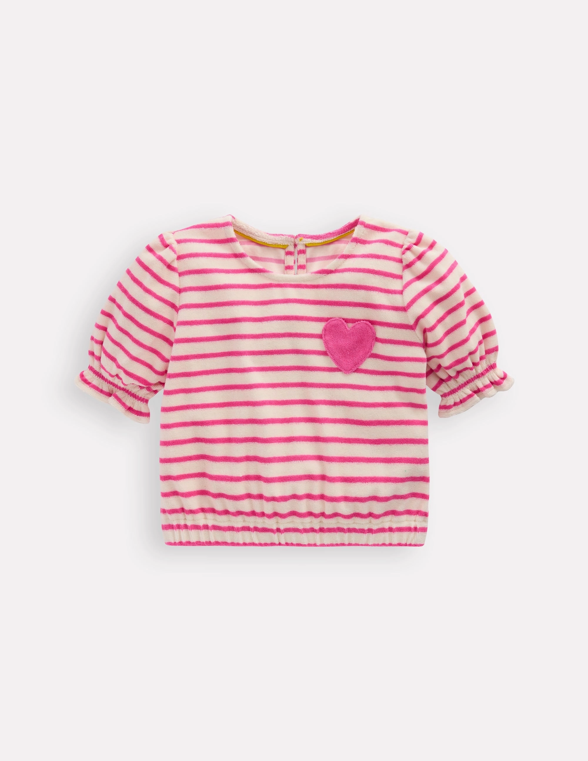 Perfectly Fit Towelling Top-Sorbet Pink/ Ivory Stripe