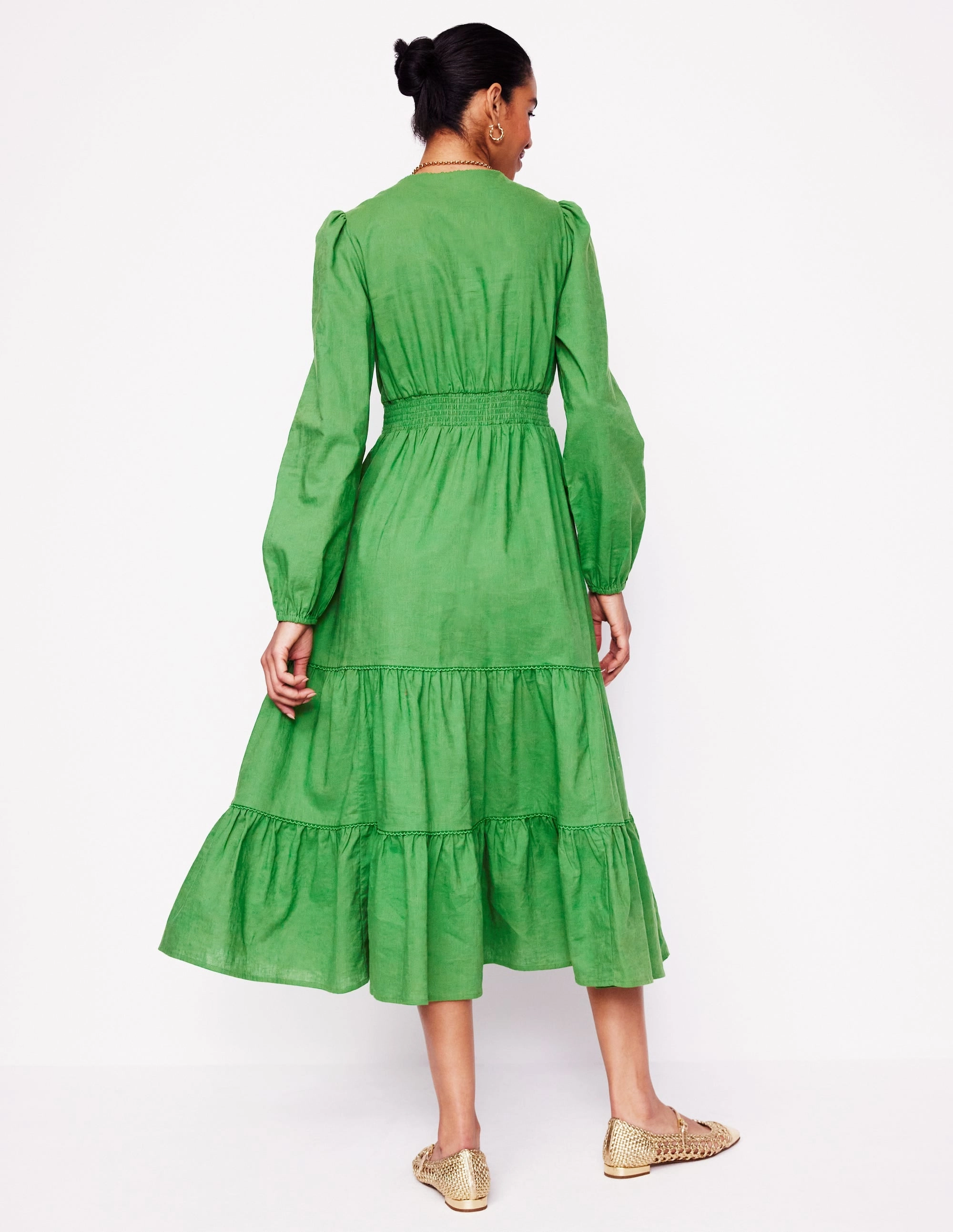 Violet Linen Blend Midi Dress-Paradise Green Cozy Flex