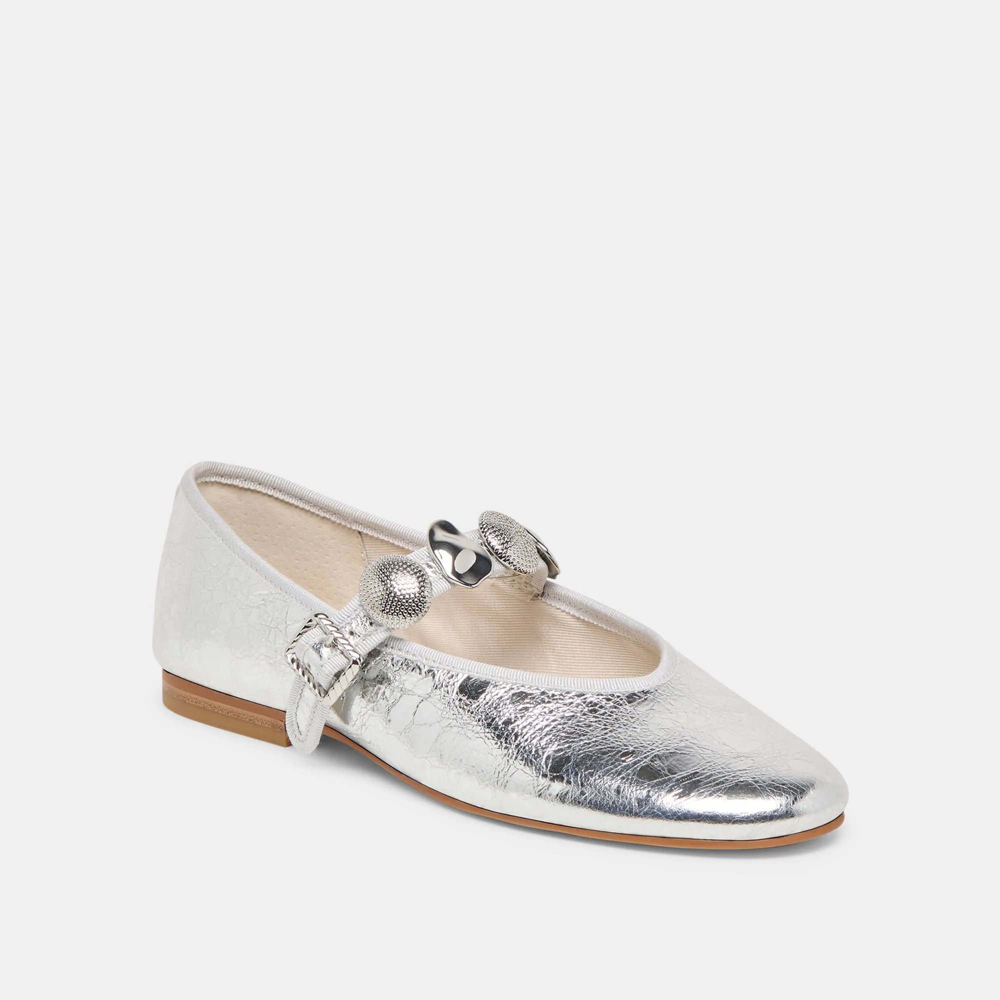 Everyday Shoes RELAN BALLET FLATS SILVER DISTRESSED LEATHER