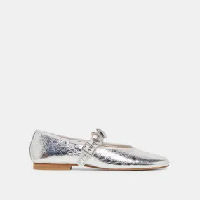 Fashion Lane Class Glow RELAN BALLET FLATS SILVER DISTRESSED LEATHER