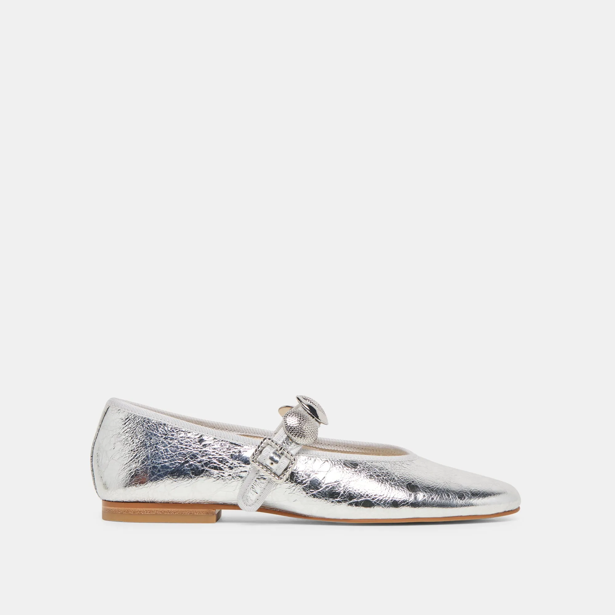 Fashion Lane Class Glow RELAN BALLET FLATS SILVER DISTRESSED LEATHER