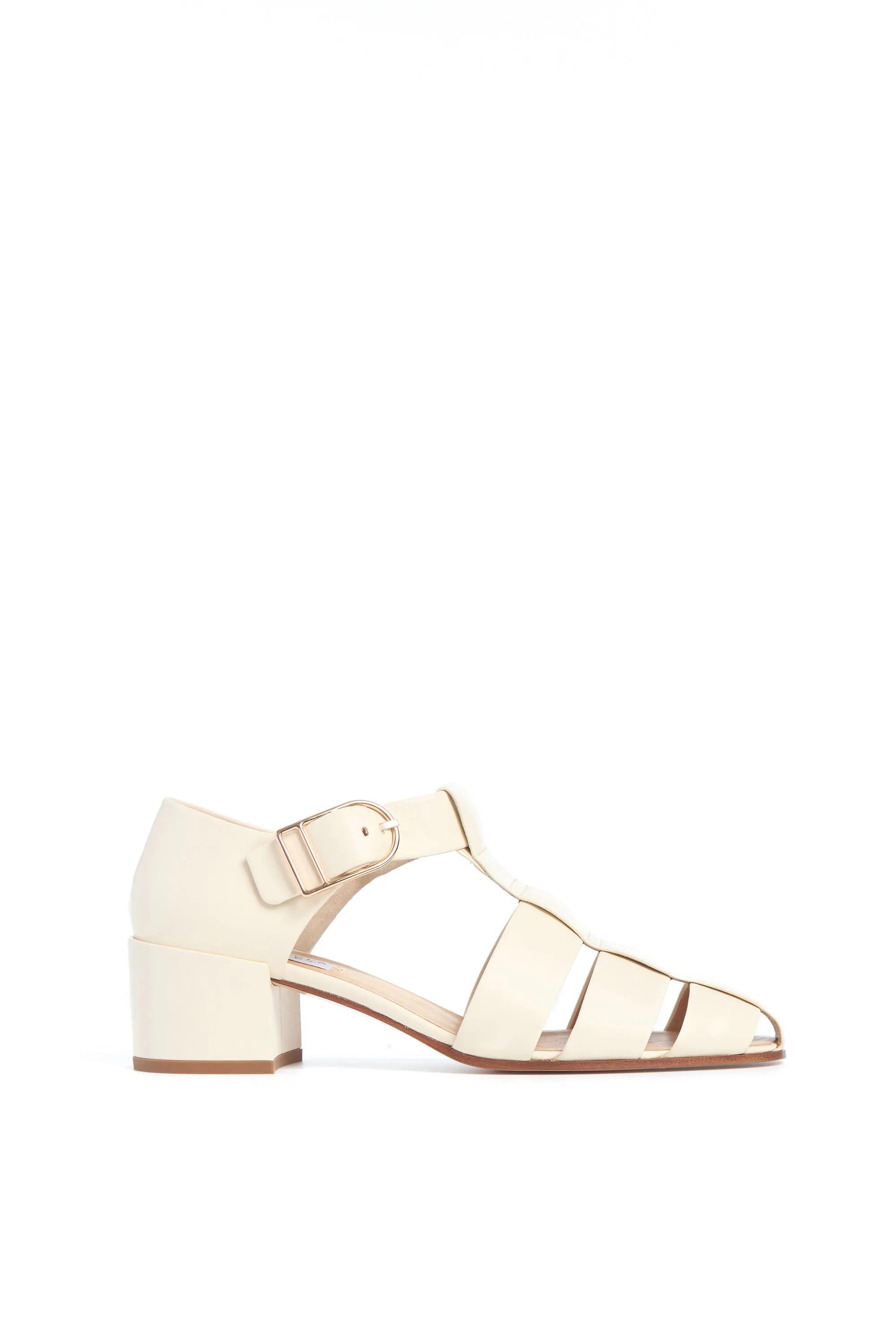 Lyle Block Heel Pump in Cream Nappa Leather Park Friendly ventilation channels