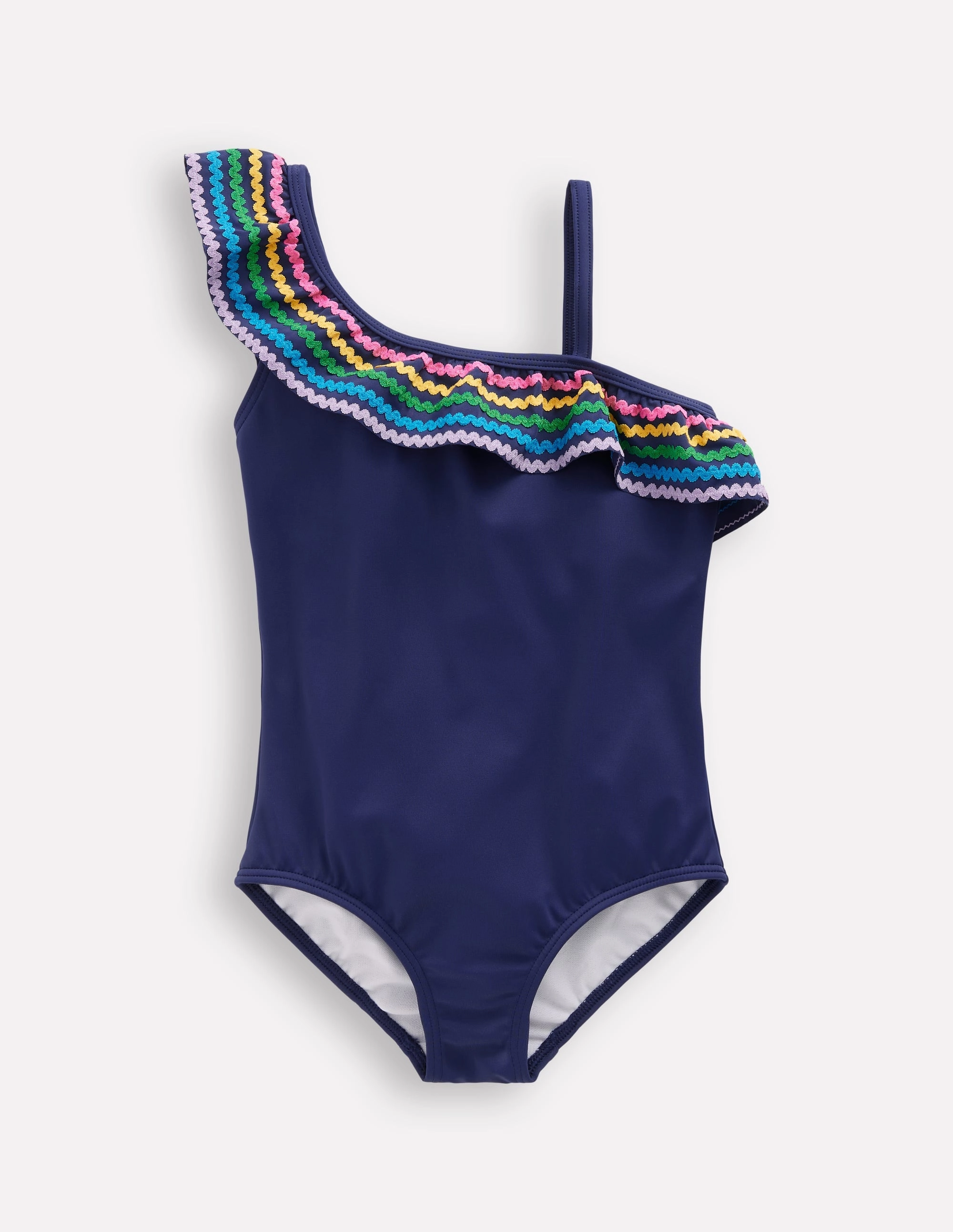 Lila One Shoulder Swimsuit-College Navy Ric Rac Cool Comfort