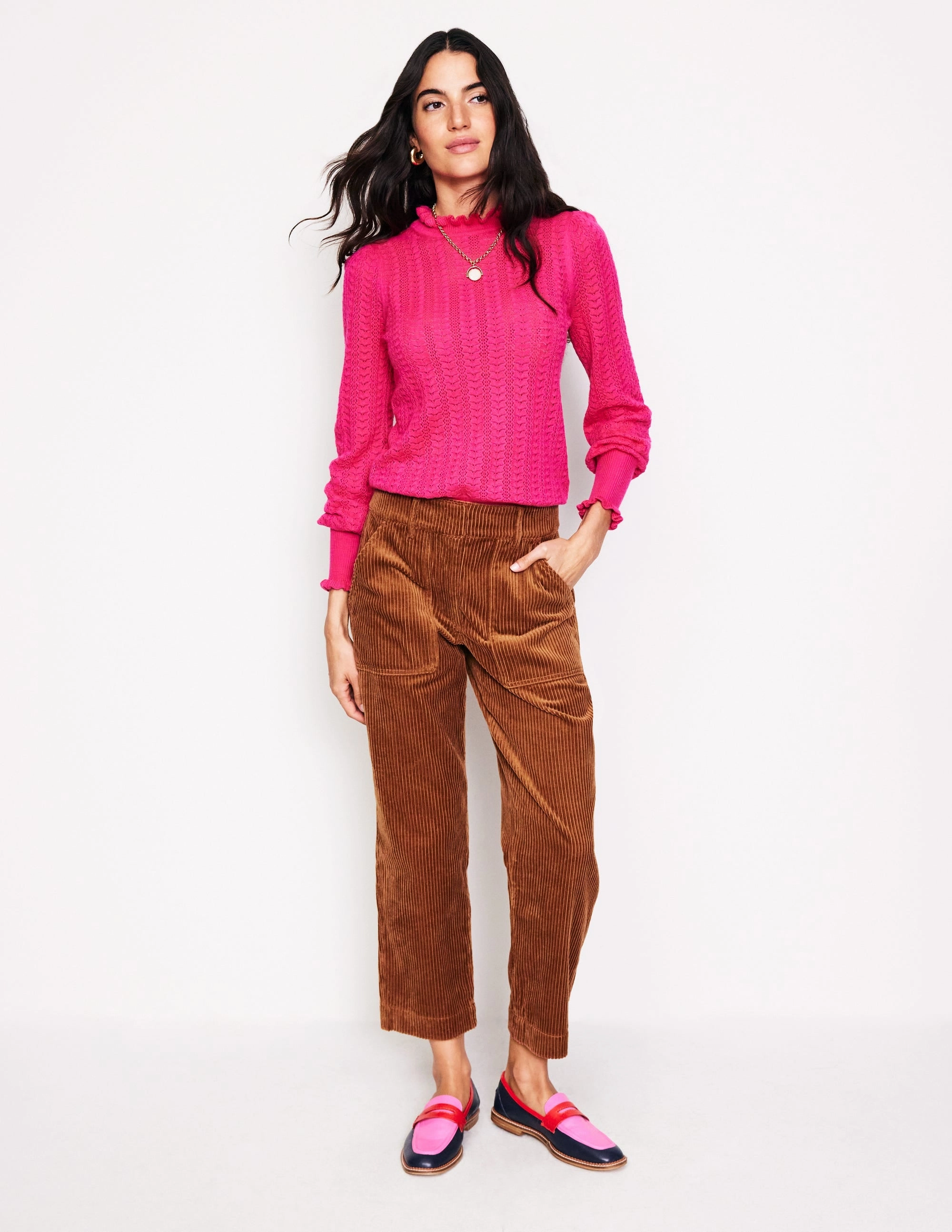 Tapered Cord Cargo Trousers-Gingerbread Movement Flex