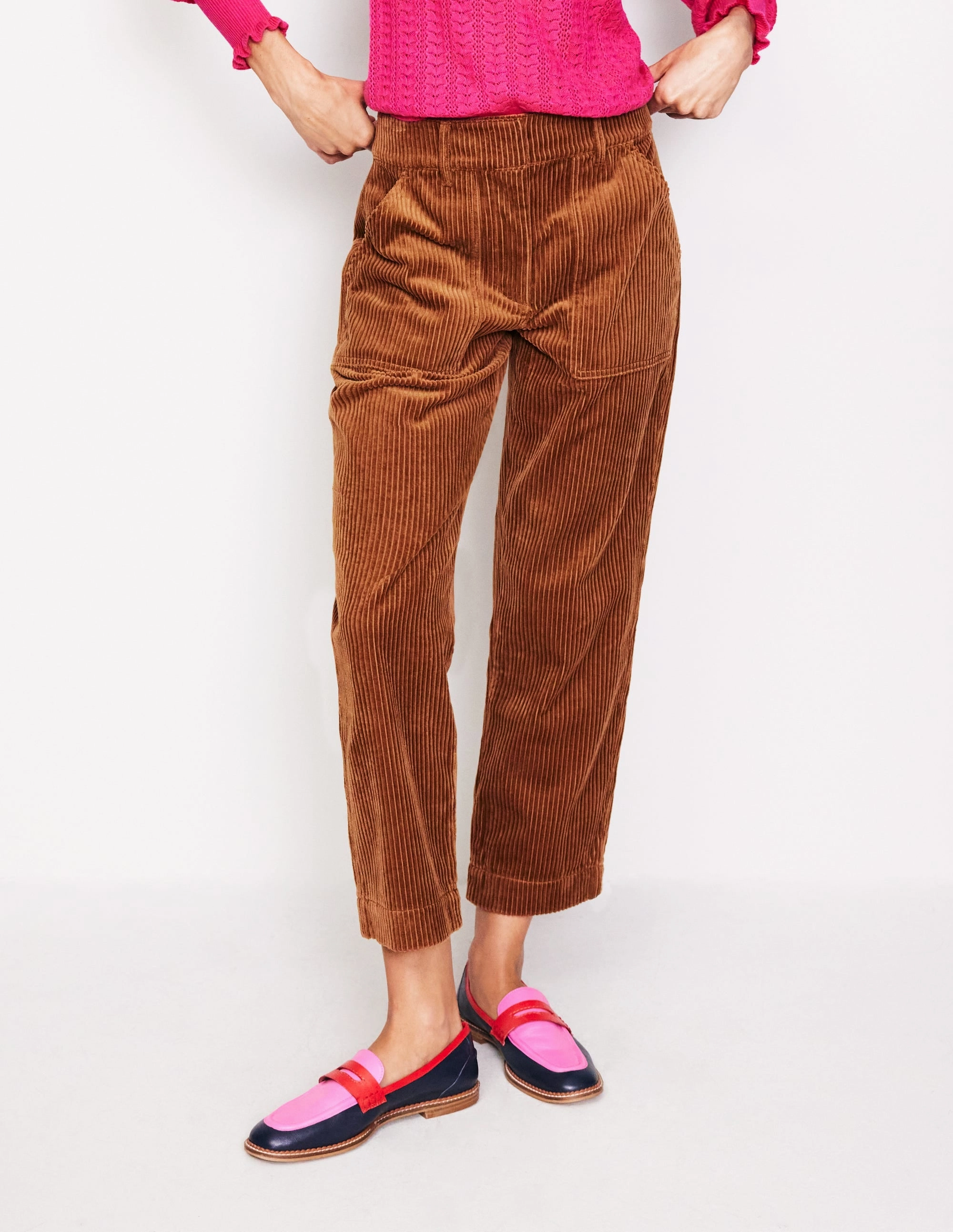 Tapered Cord Cargo Trousers-Gingerbread SnagFreeFabric