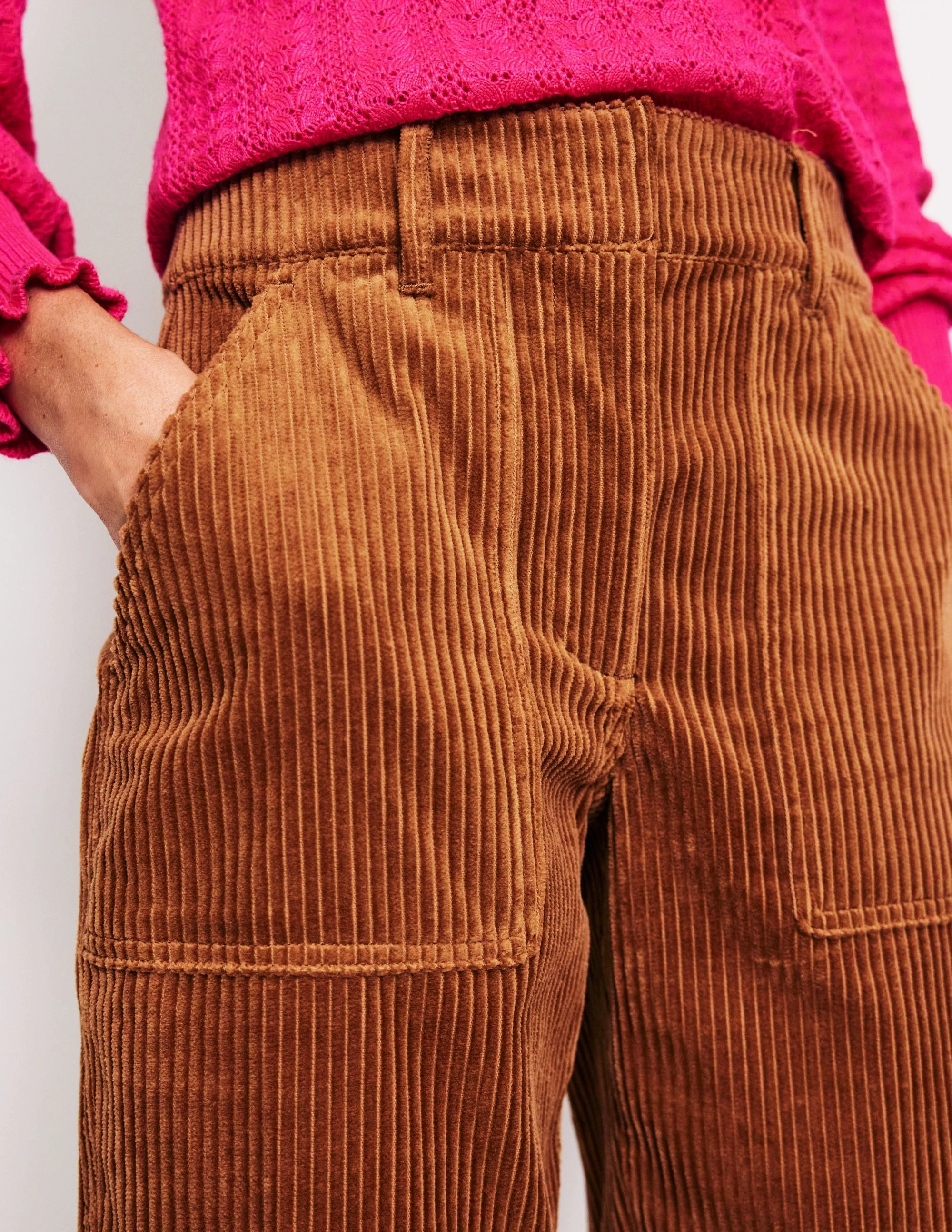 Tapered Cord Cargo Trousers-Gingerbread Light support