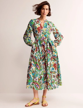 Jen Cotton Midi Dress-Ivory, Paisley Azure Medium Quick Look Essential Style