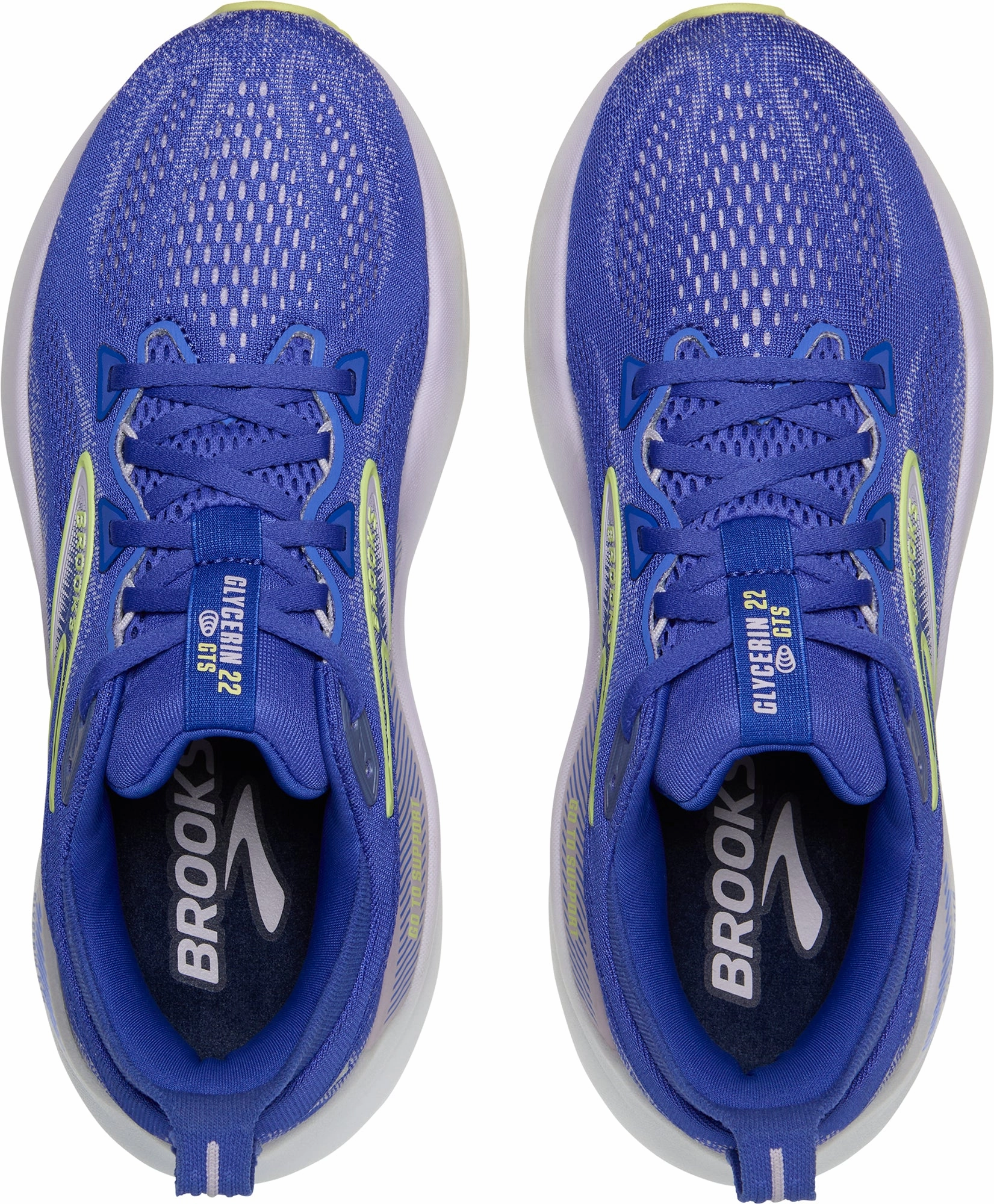 Tensile Lace Hooks Dynamic Stability Brooks Glycerin GTS 22 Womens Running Shoes - Blue