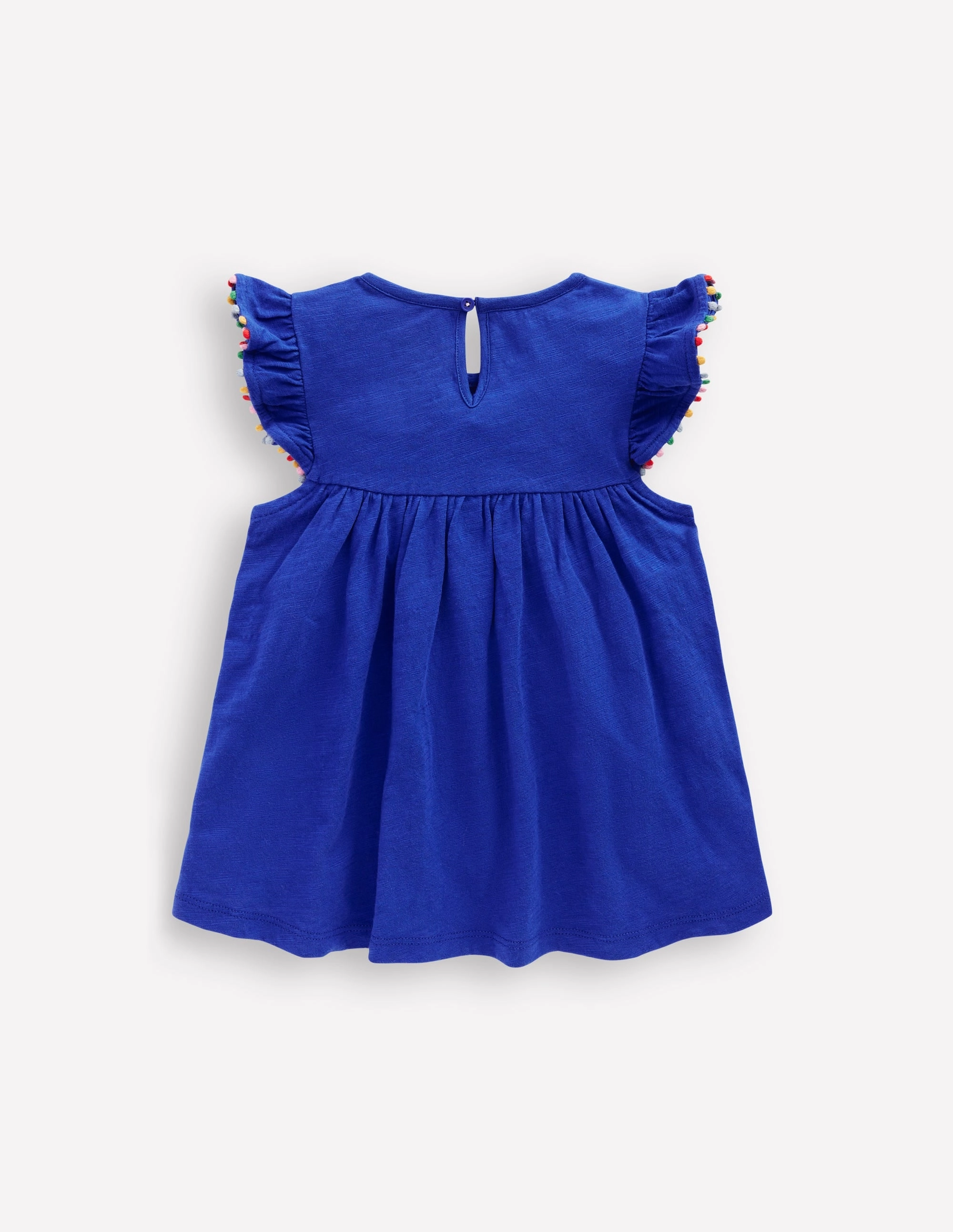 Frill Sleeve Pom Top-Bright Blue shopping