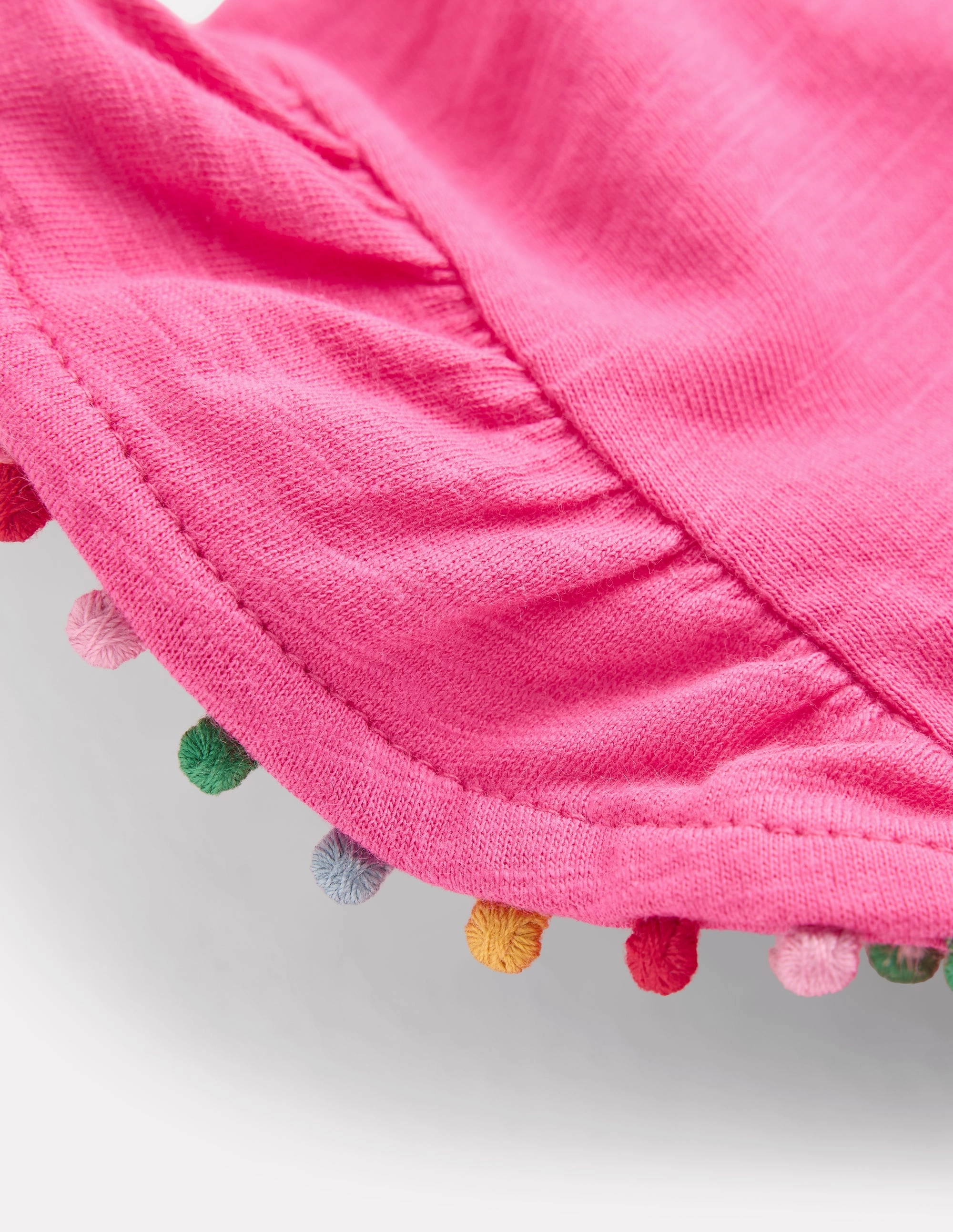 UV protection layer Frill Sleeve Pom Top-Flamingo Pink