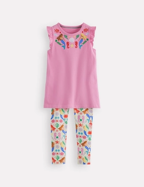 Cozy Fit Wear Stylish Casual Frill Sleeve Tunic Set-Cosmos Pink Mermaids