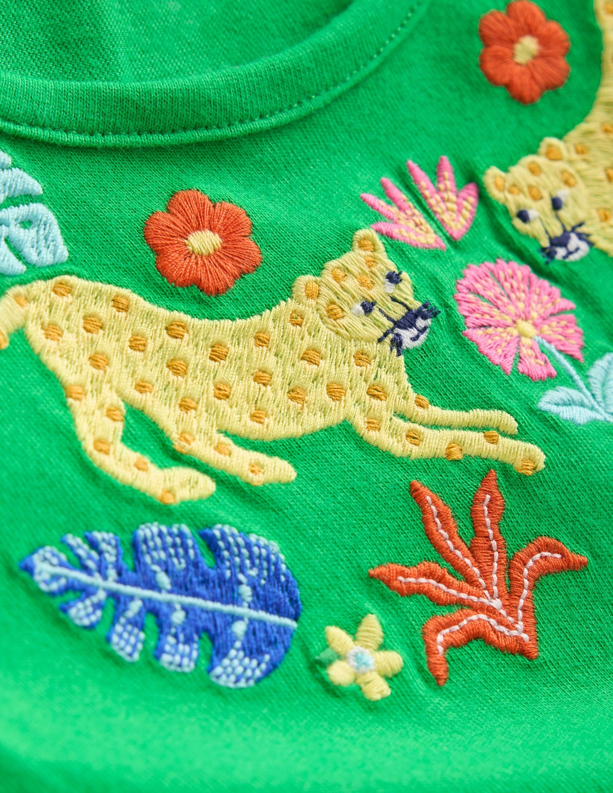 Frill Sleeve Tunic Set-Sapling Green Embroidery Casual Wear