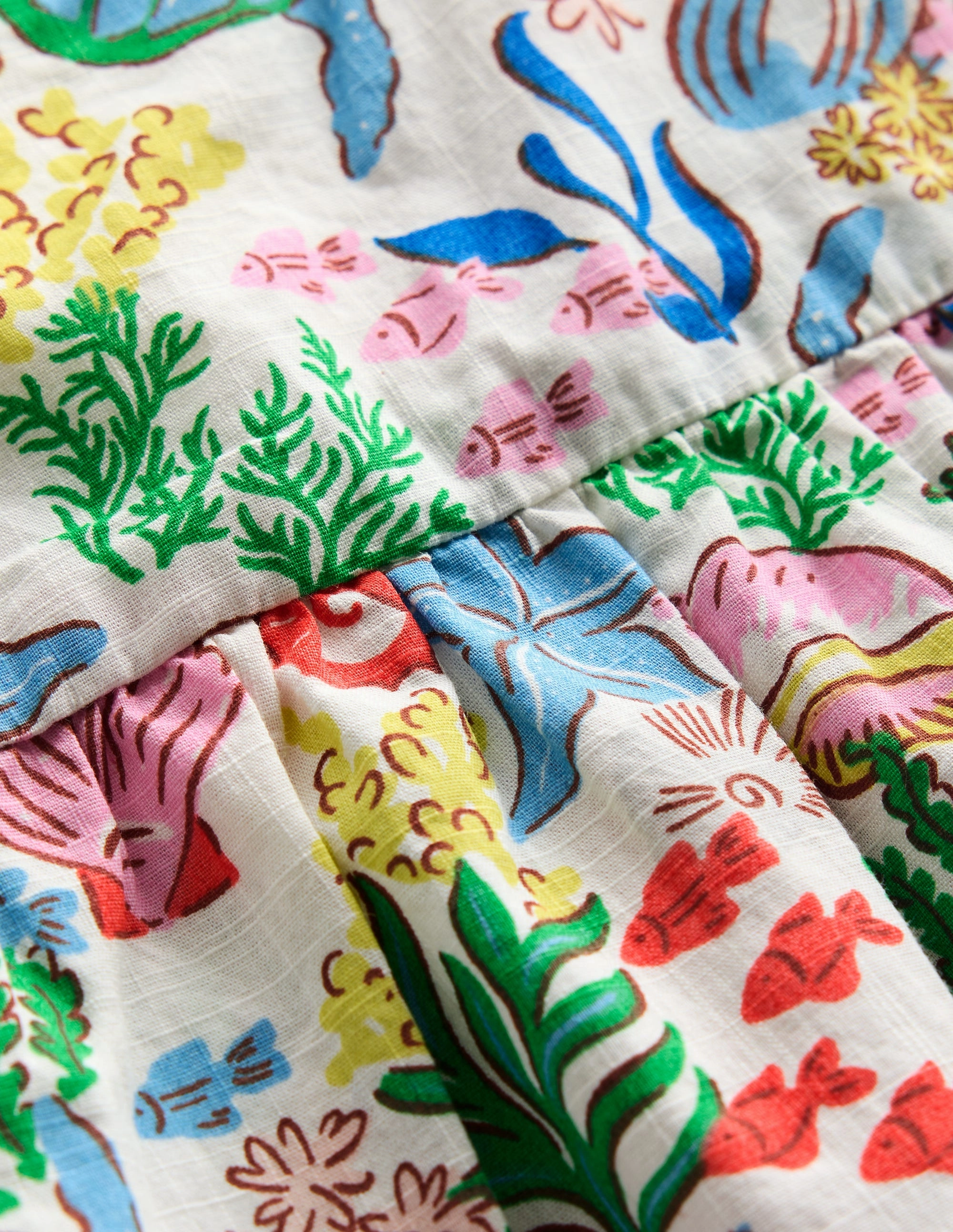 Frill Sleeve Woven Top-Multi Coral Cove Tear Resistant Knit