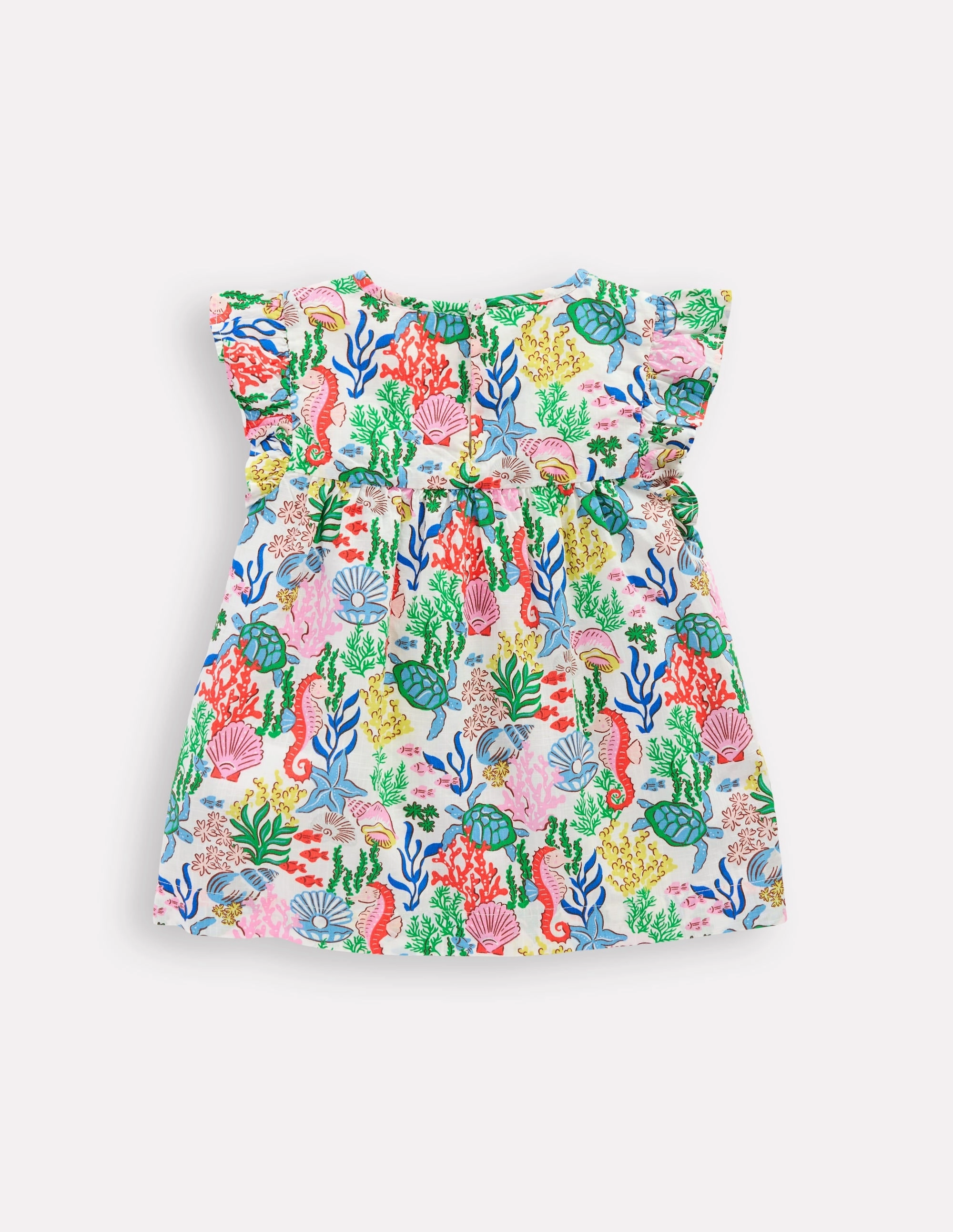 Frill Sleeve Woven Top-Multi Coral Cove Sustainable Fibers