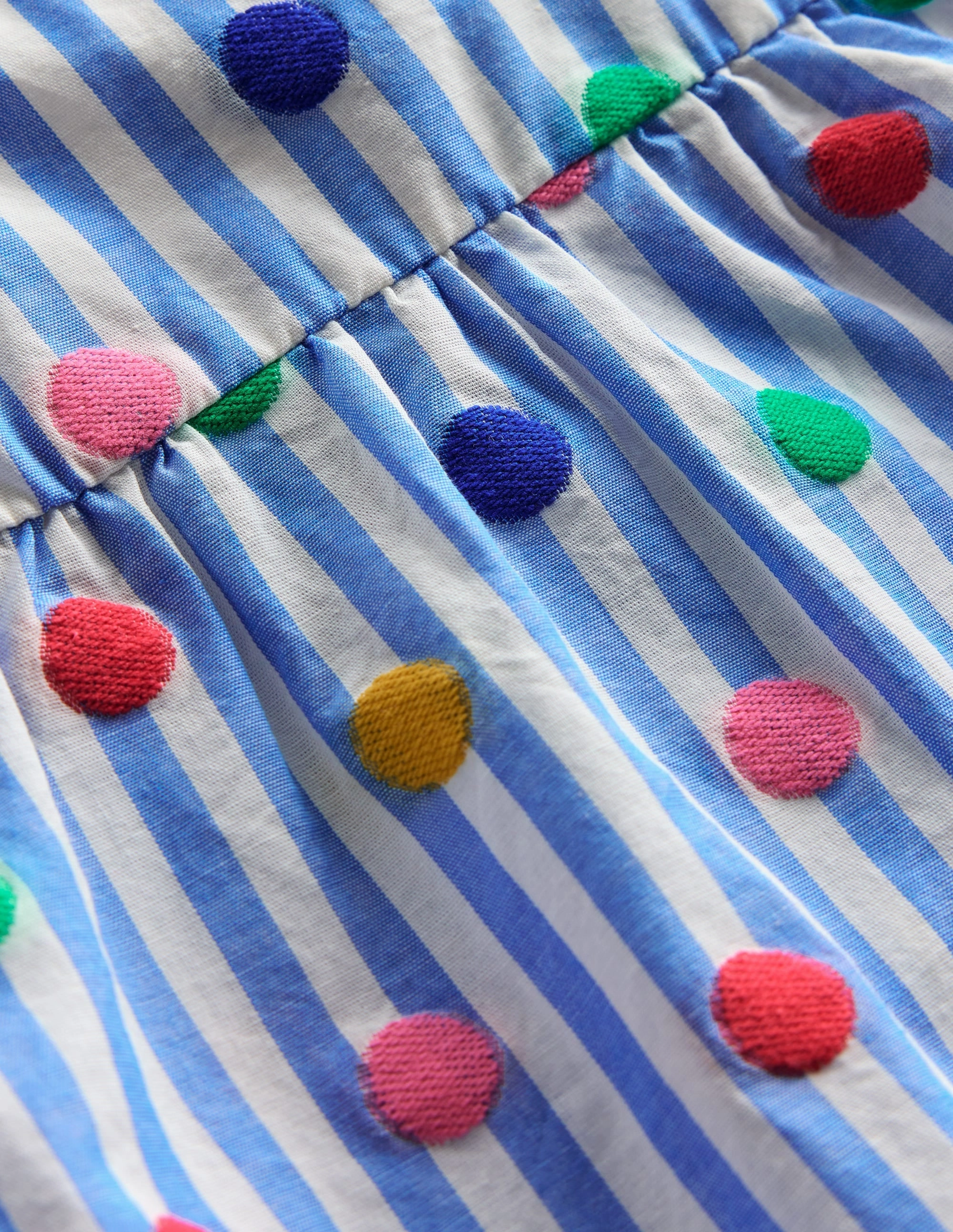 Cashmere combination Frill Sleeve Woven Top-Peacock Plume Blue Spot