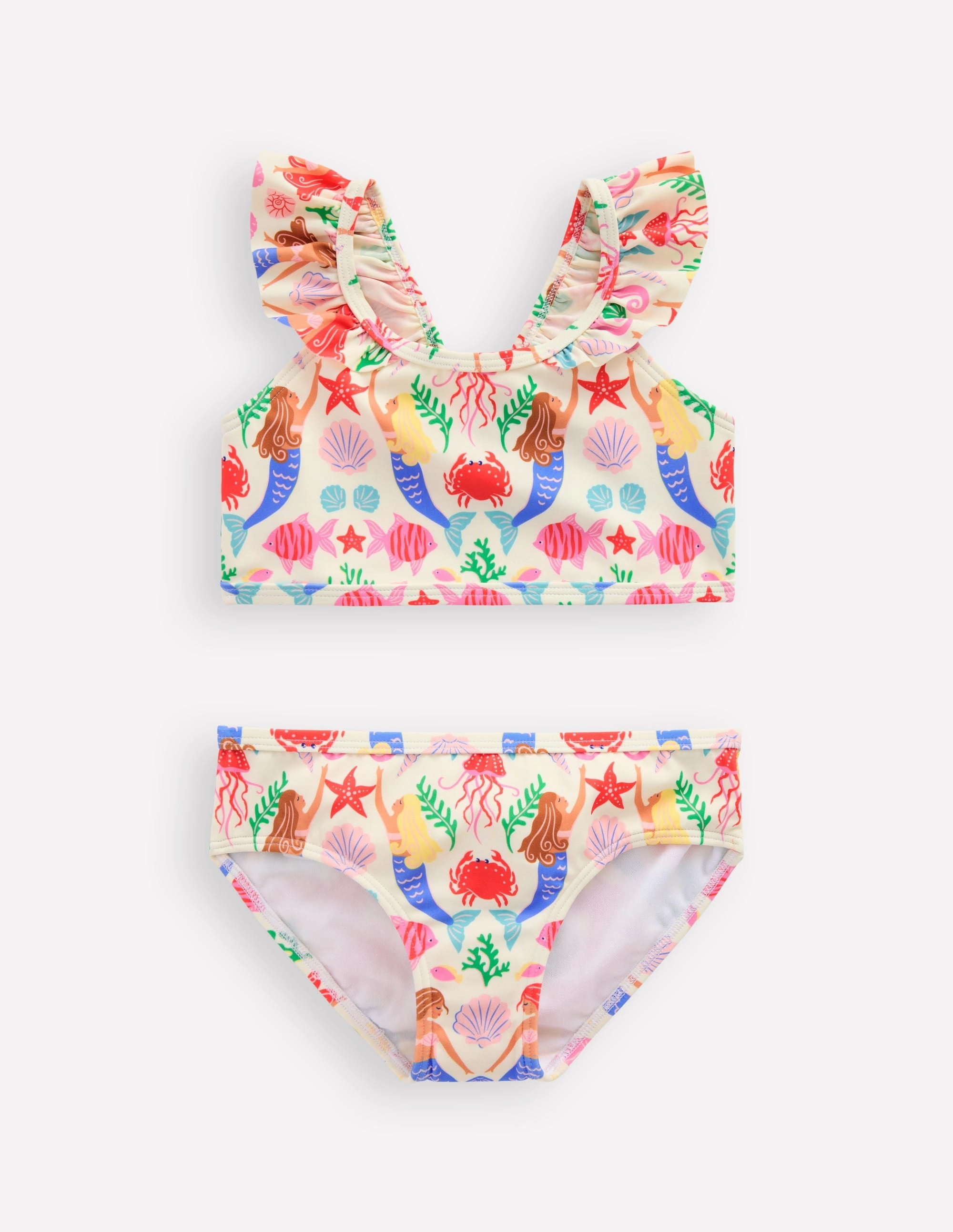 Frill Strap Bikini-Ivory Mermaid Boho-Chic Outdoor attire