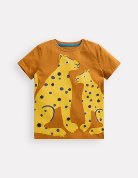 Flattering Shape Fade Resistant Print Fun Graphic T-shirt-Cathay Spice Leopard