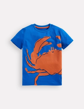 Lightweight Weave Fun Graphic T-shirt-Kingfisher Blue Crab