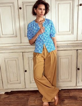 Isla Jersey Shirt-Cerulean Blue, Blossomy Effortless Comfort Wear Comfortable Weave