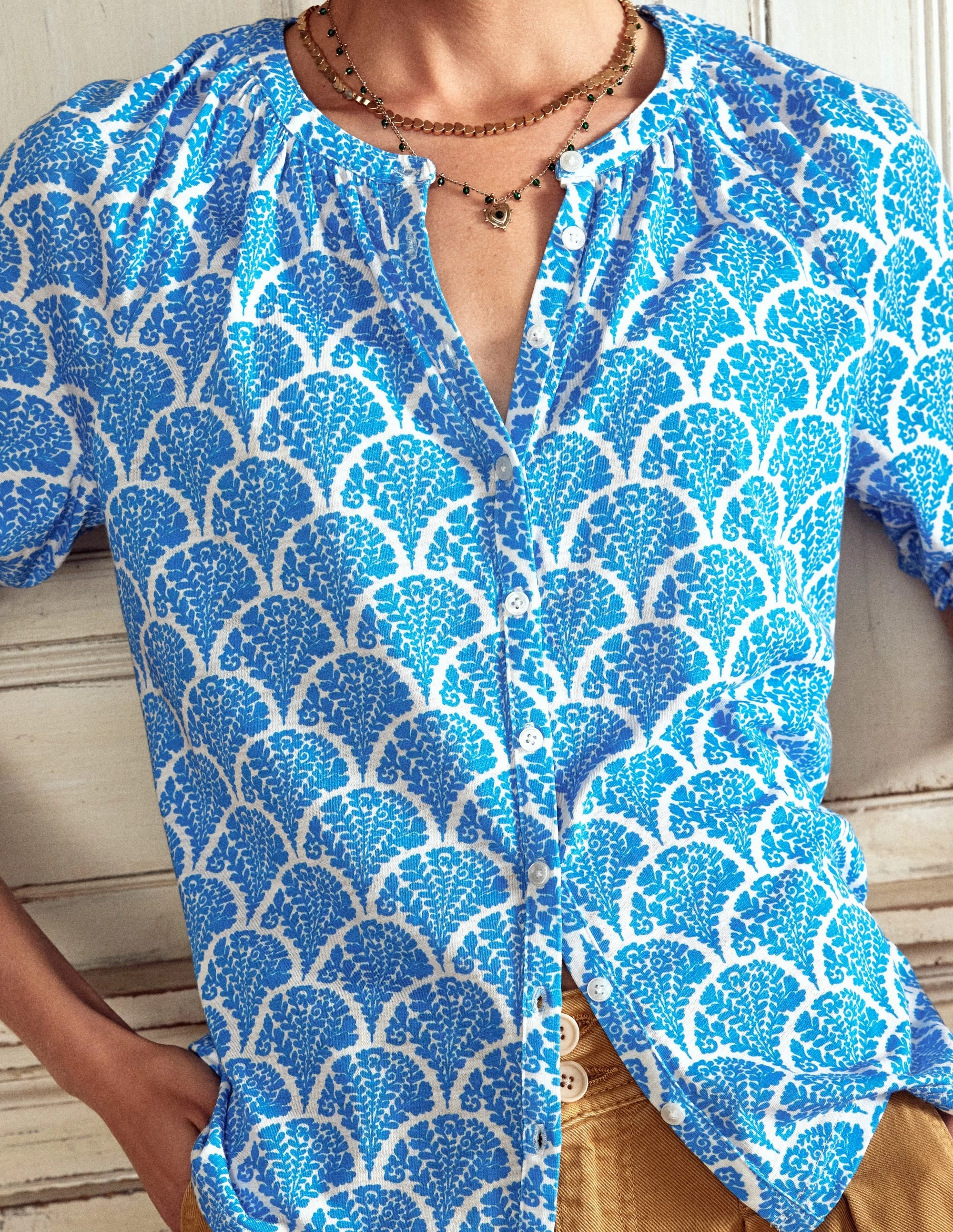 Comfy Choice Isla Jersey Shirt-Cerulean Blue, Blossomy