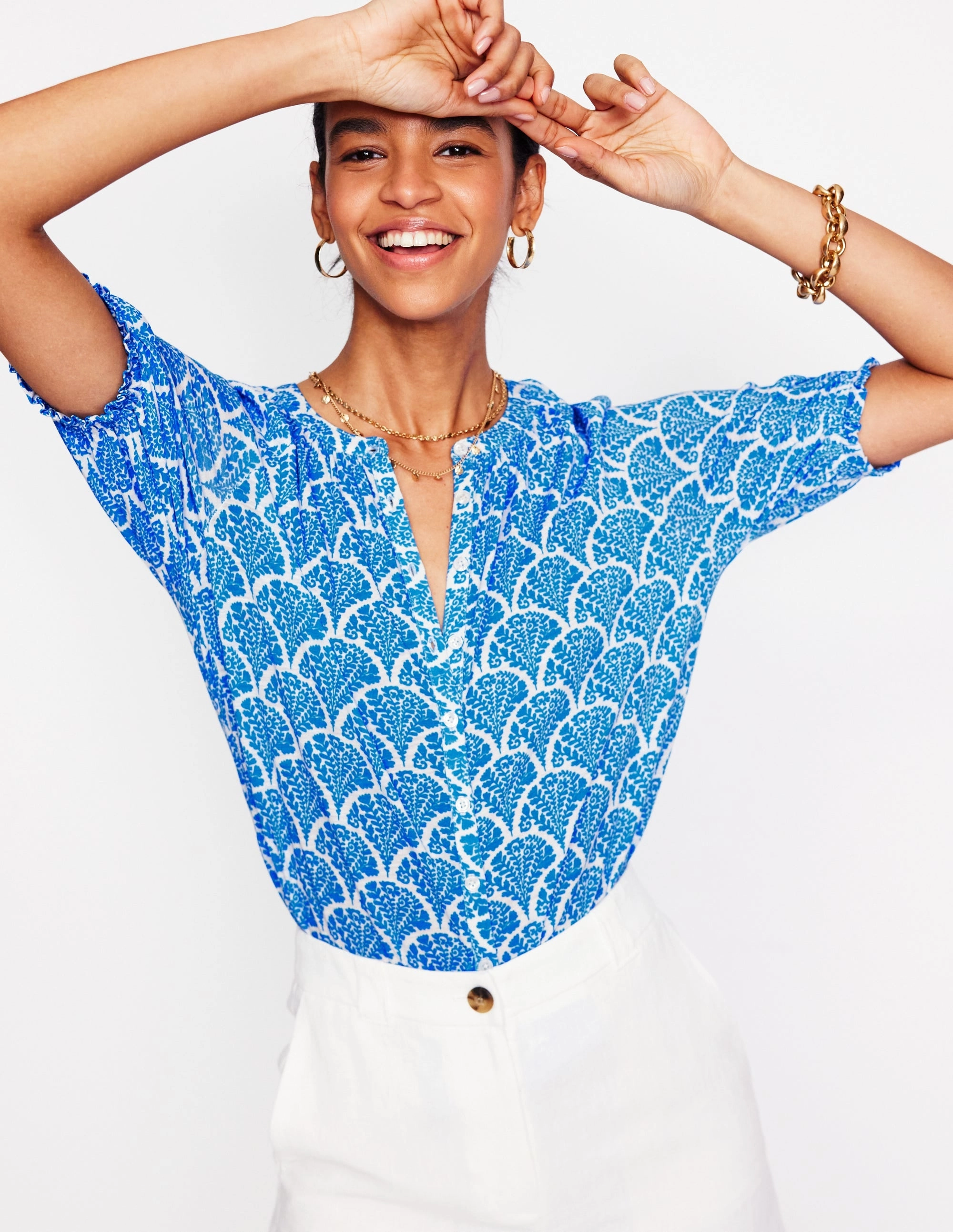 Active Style Holiday Wear Isla Jersey Shirt-Cerulean Blue, Blossomy