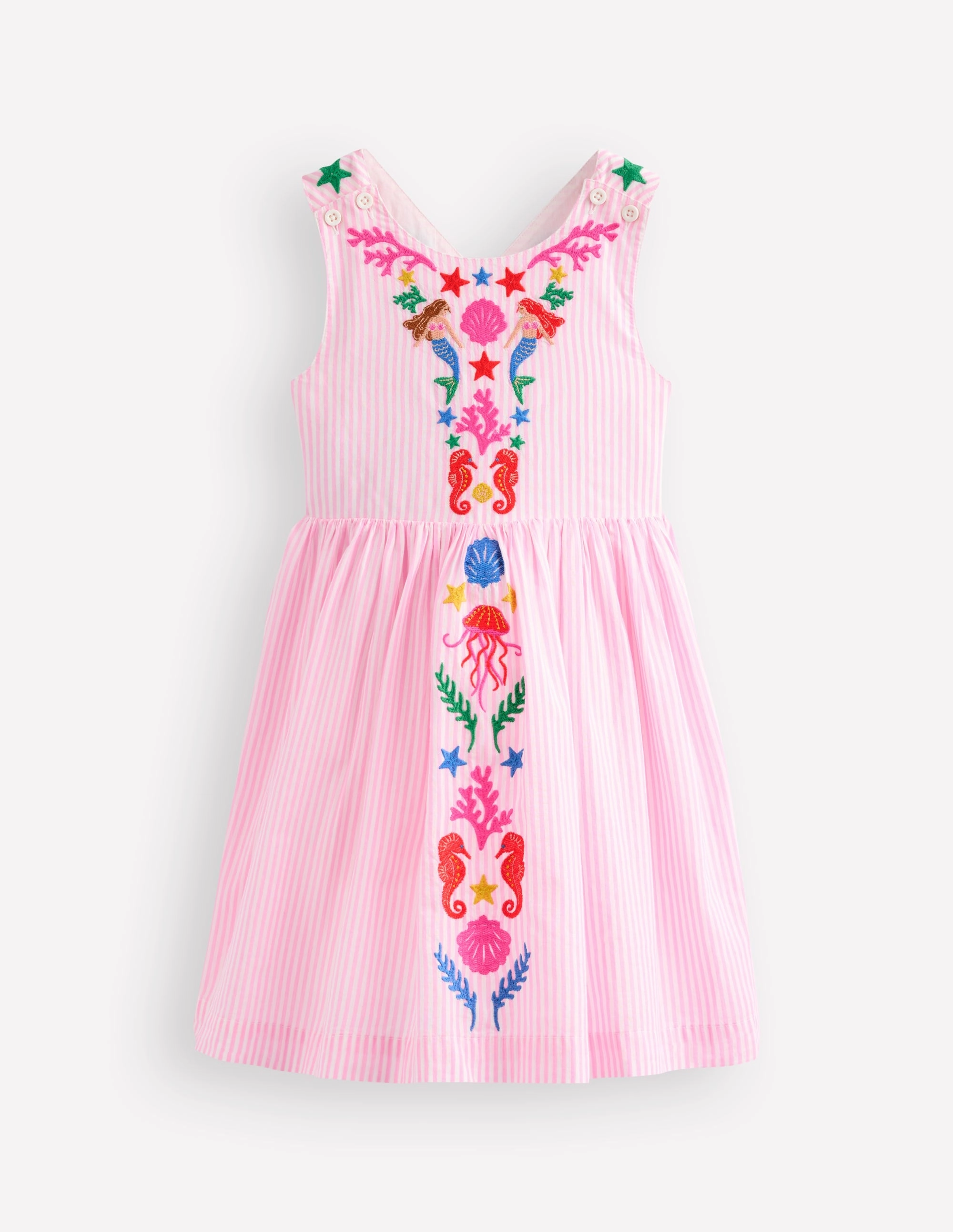 Harper Cross-Back Dress-Pink Mermaid Comfortable fit for outings Textured Surface