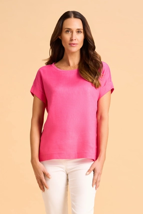Linen Mix Top - Bright Pink Odor Control Finish ThermalLining