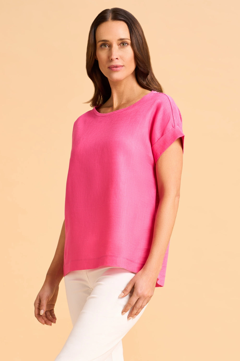 Linen Mix Top - Bright Pink Self Cleaning Coating