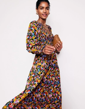 Gemma Smocked Midi Dress-Kale, Meadow Pop Daily Style Cool Structure