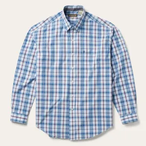 Fashionable Comfort Blue Diamond Dobby Plaid Shirt
