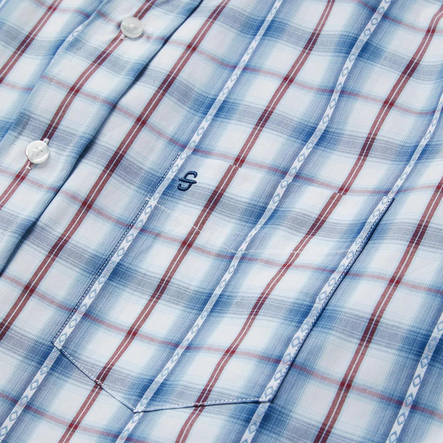 Blue Diamond Dobby Plaid Shirt Sustainable Design natural fiber