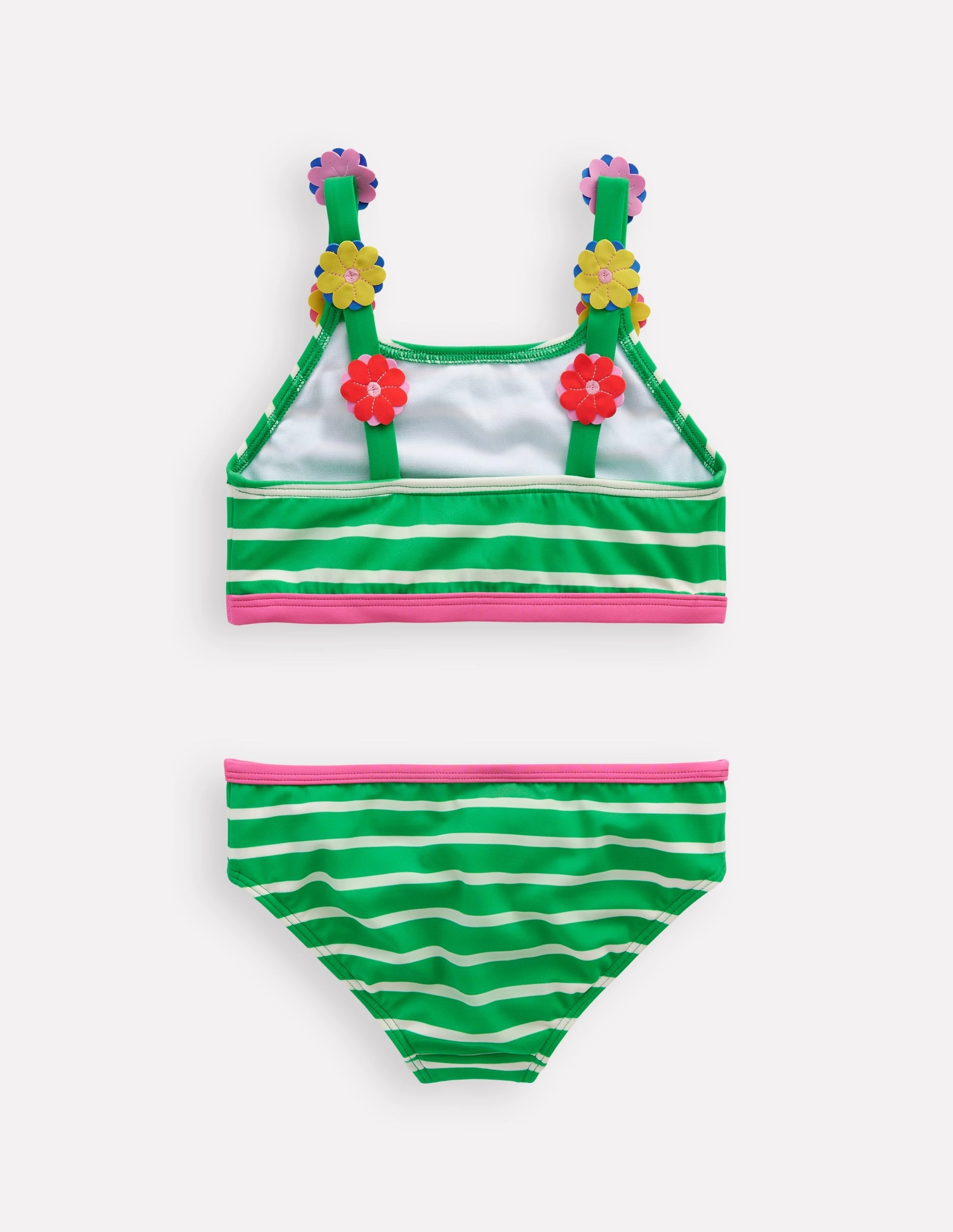 Quick Release Buckle System Trendy designs Applique Strap Bikini-Sapling Green Stripe Hearts
