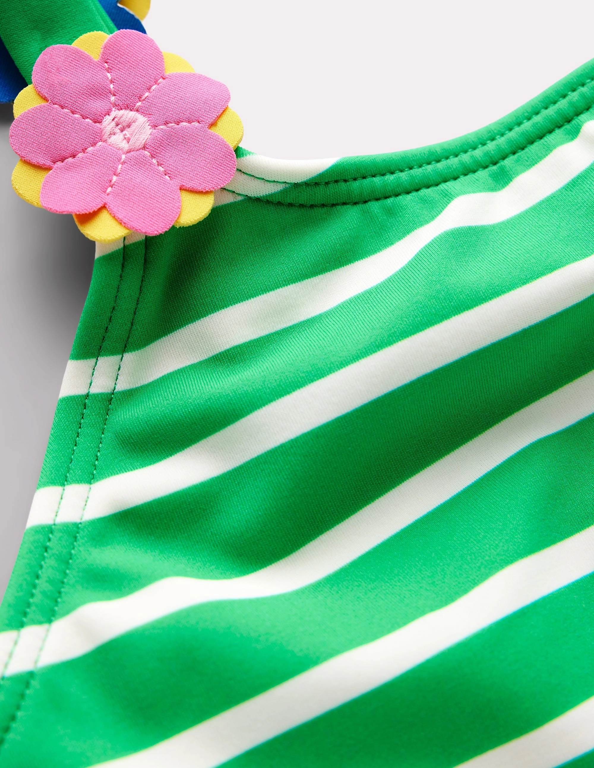 Applique Strap Bikini-Sapling Green Stripe Hearts Smooth Edge Finish