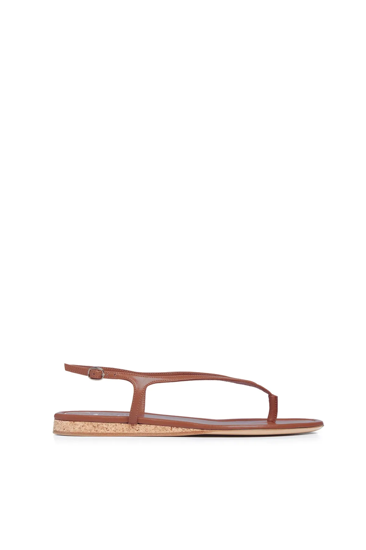 Walkable Flats Breathable Cushioning Gia Flat Sandal in Cognac Nappa Leather