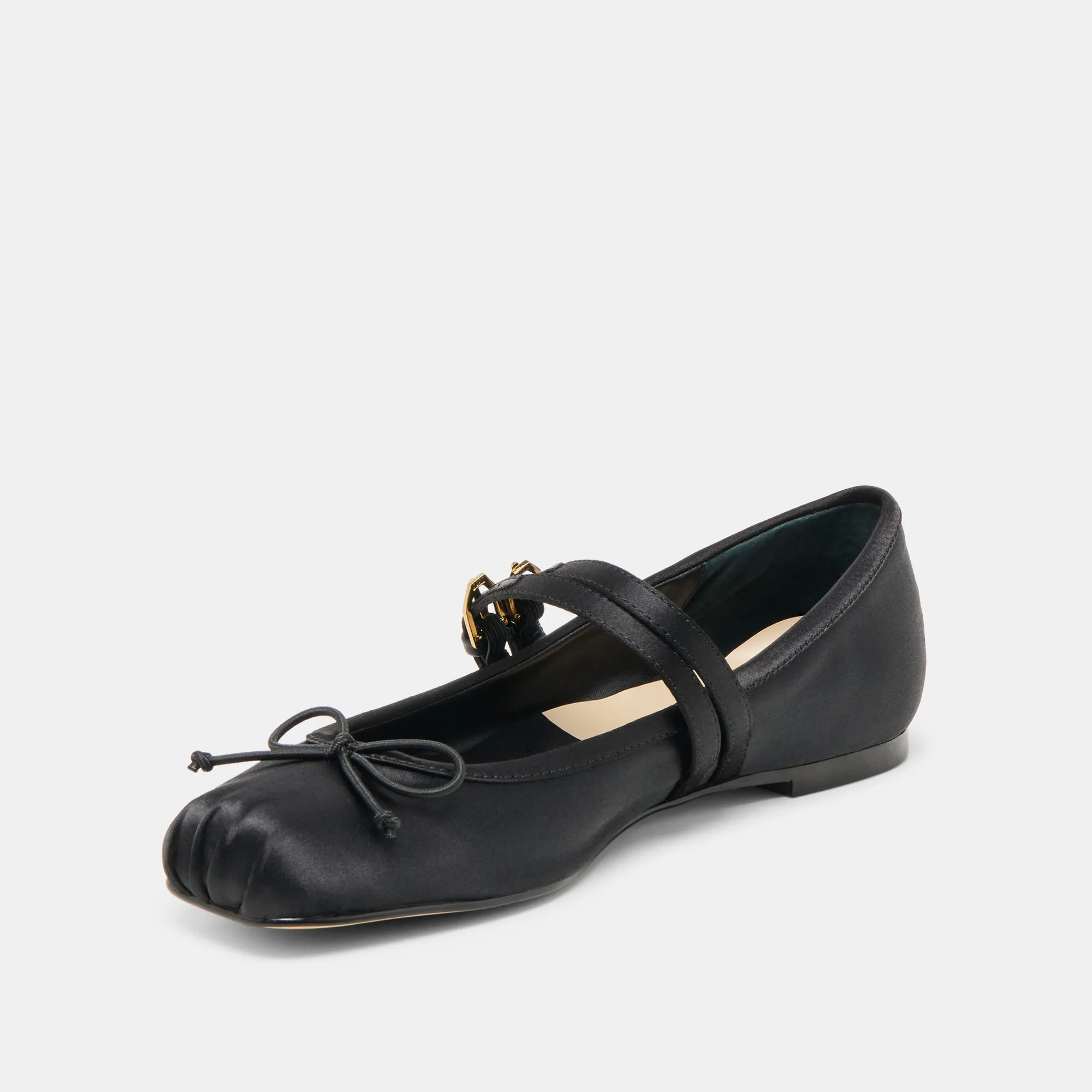 GIBSEN BALLET FLATS ONYX SATIN Cozy Flats Morning Stroll