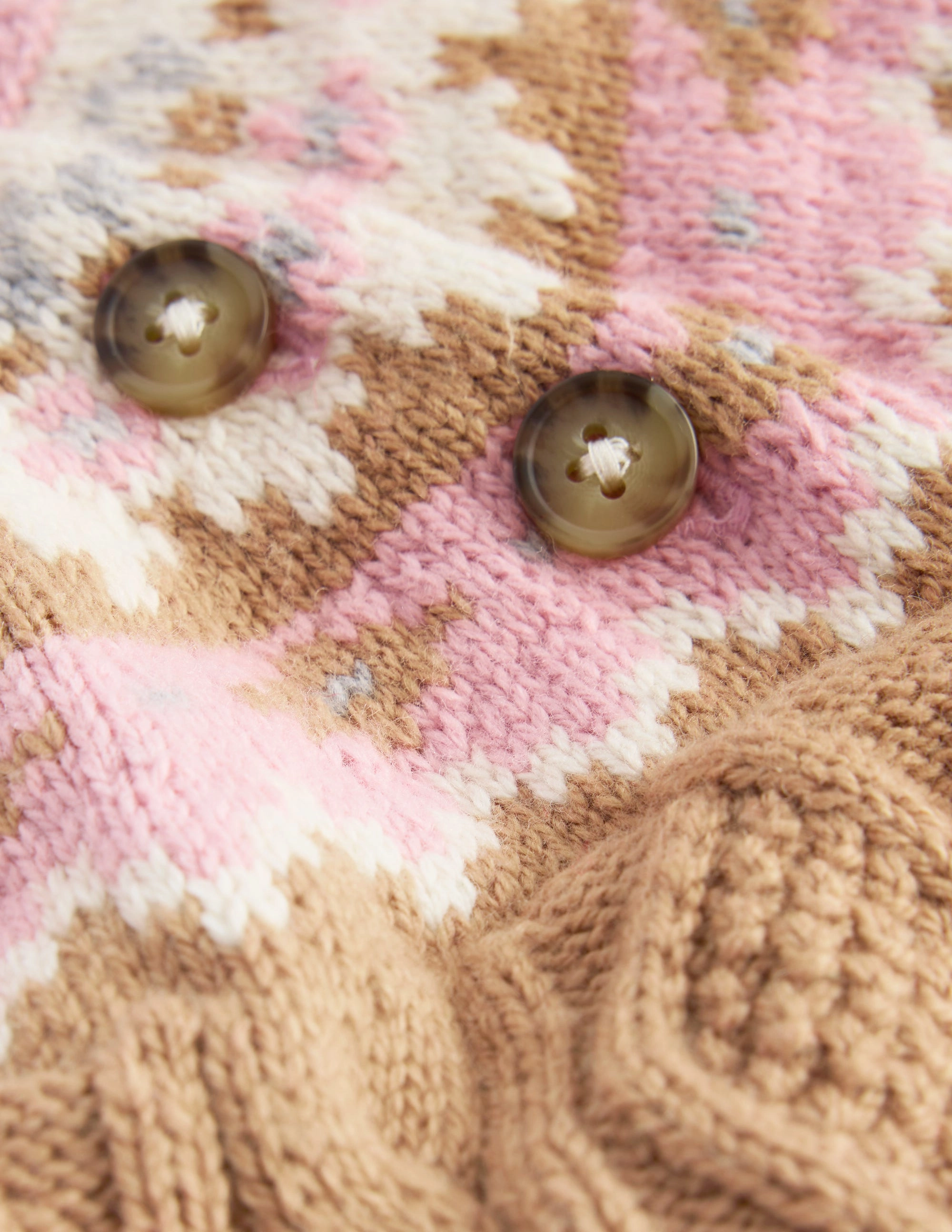 Girls Fair Isle Cable Jumper-Camel Melange Fair Isle Moisture Wicking Technology Ventilated Mesh Panels